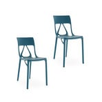 Chaises A.I. Lite, pétrole, hauteur 80 cm, lot de 2 - Kartell