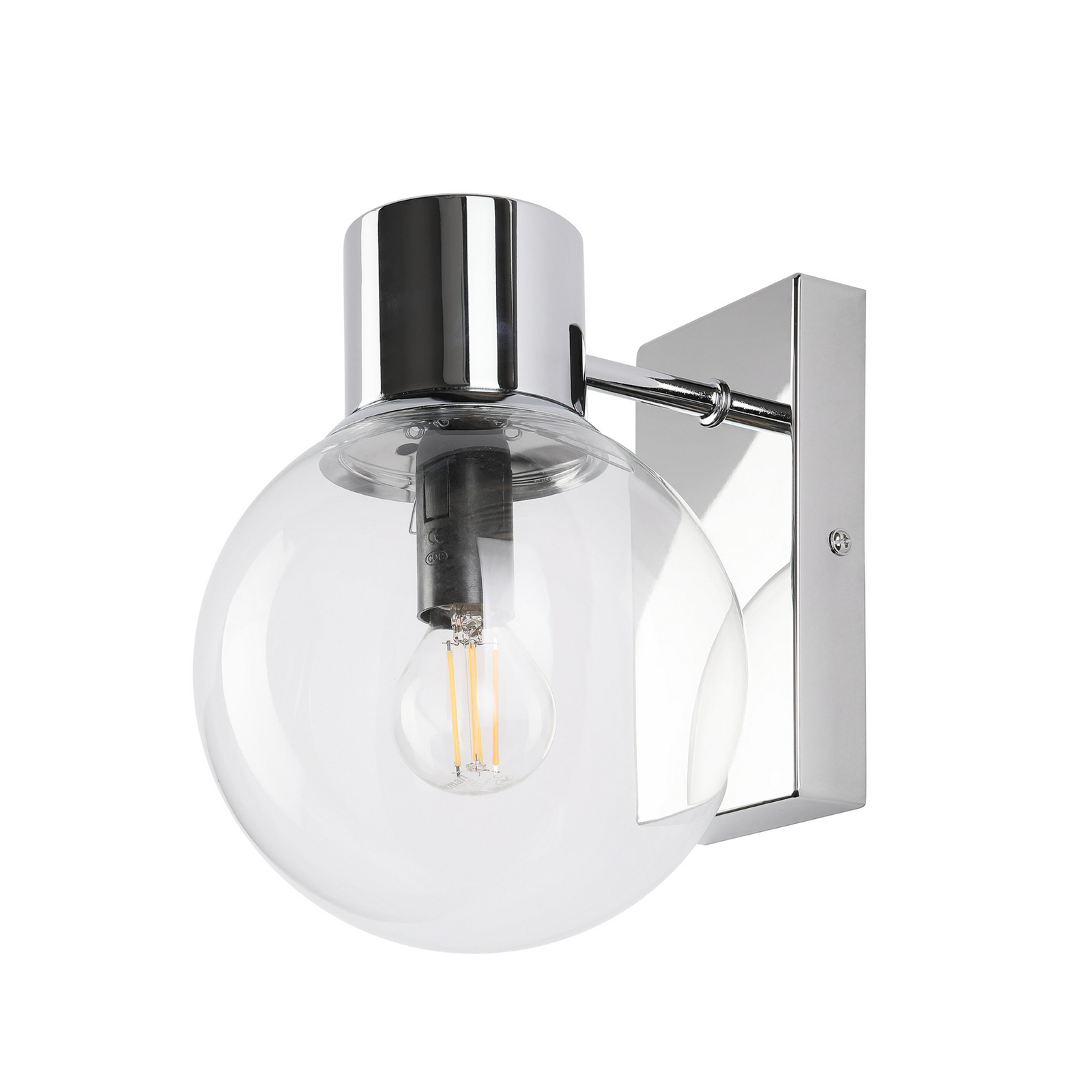 Sienas lampa Sferio, hroms/caurspīdīga, stikls, augstums 21 cm, E14 Sienas lampa Sferio, hroms/caurspīdīga, stikls, augstums 21 cm, E14