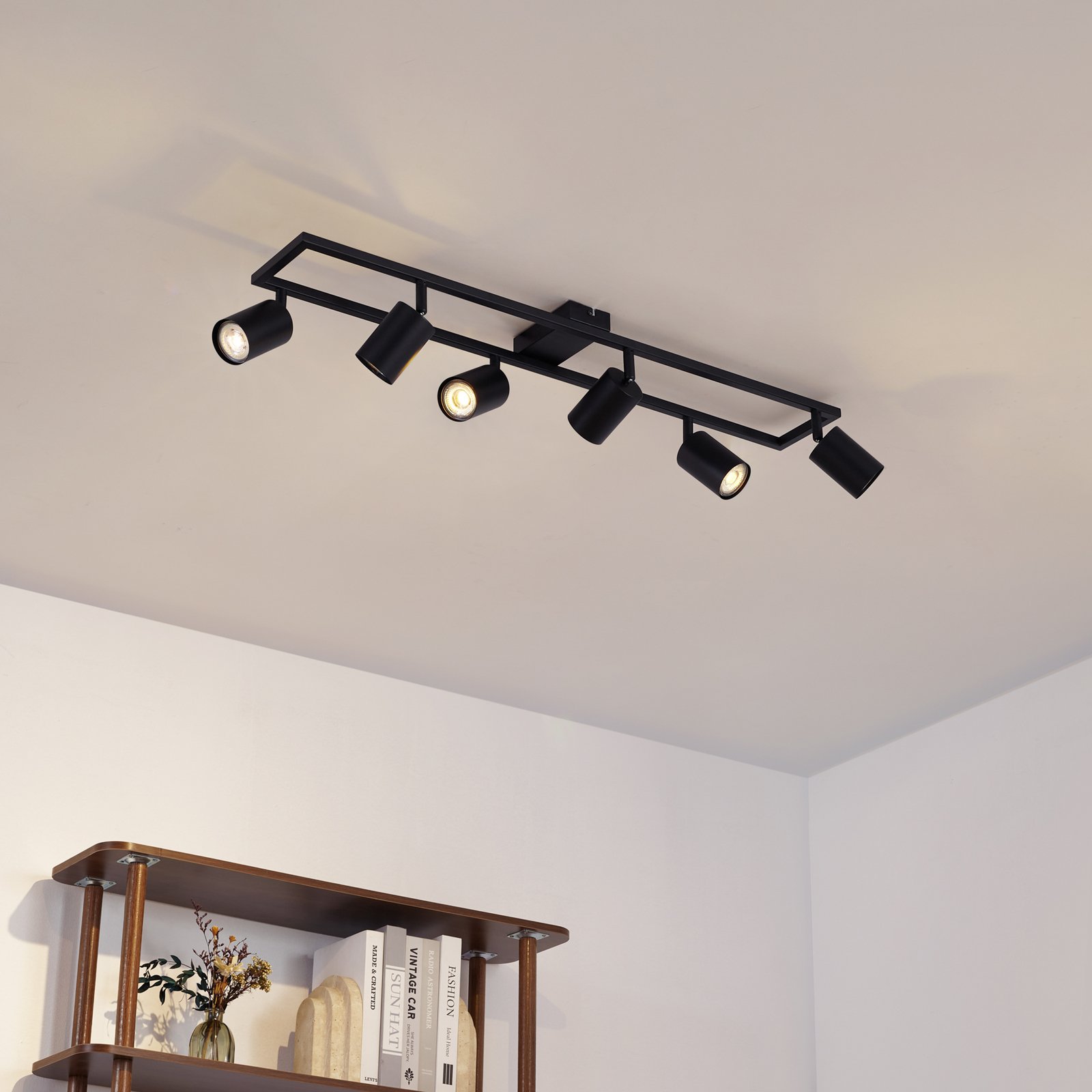 Stropní bodové světlo Bravius, černé, 6 žárovek, železo – Lindby