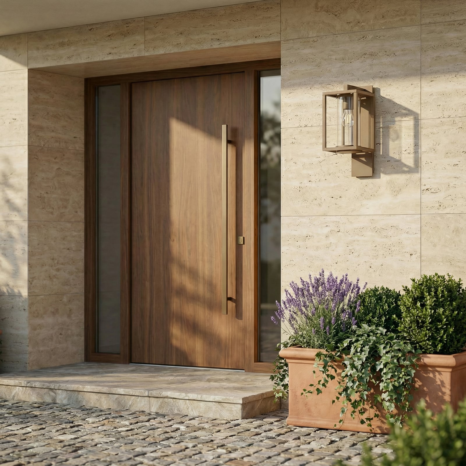 Lucande Външна стенна лампа Ferda, фасунга отдолу, кафява, IP44