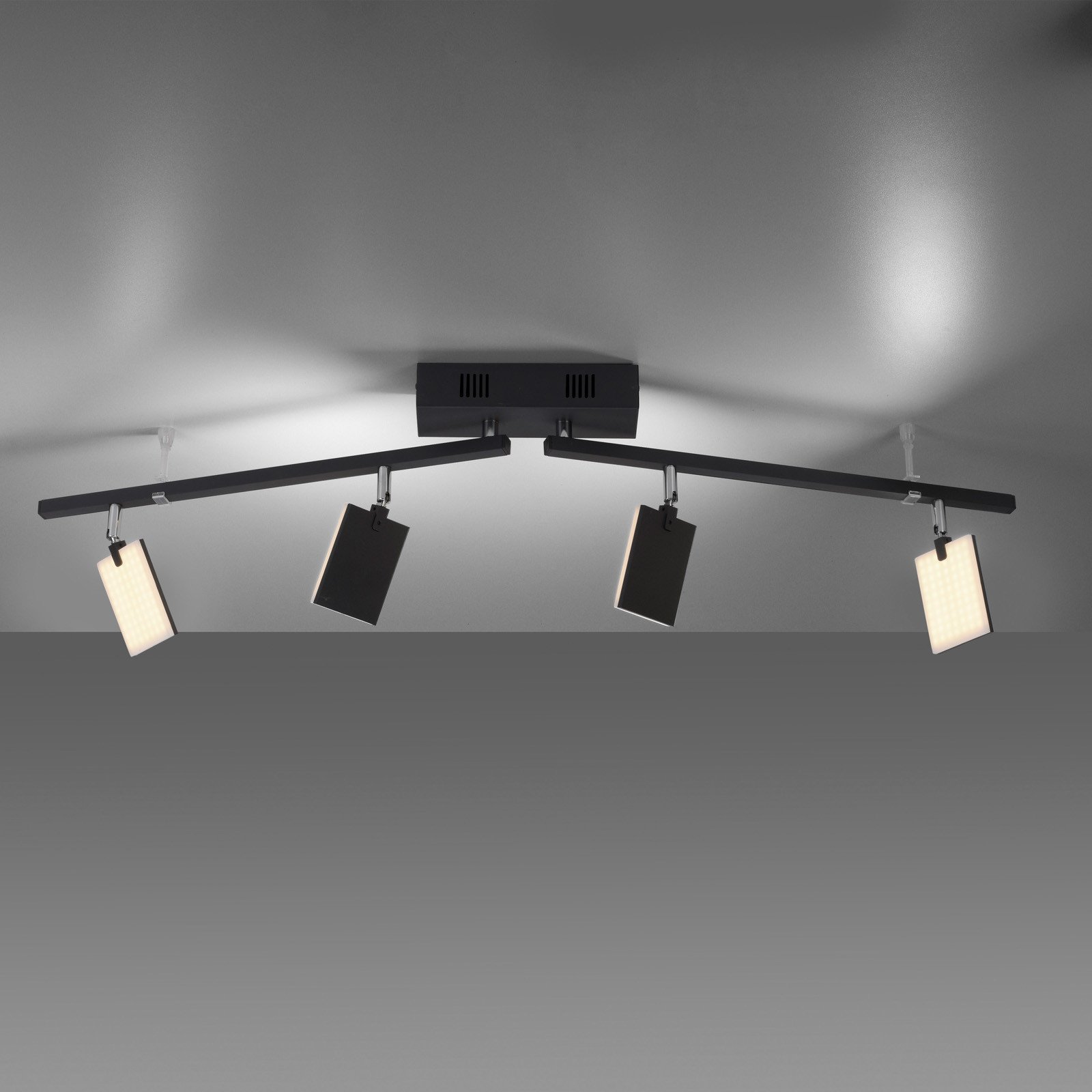 PURE Mira plafonieră 4 becuri Remote CCT negru - Camera de zi / sufragerie - modern - negru satinat - Metal