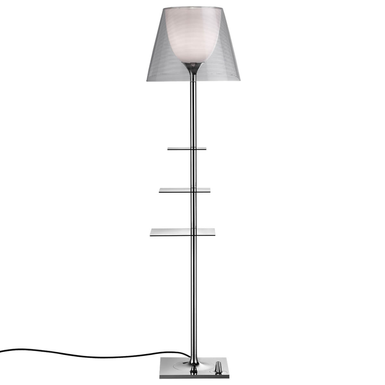 Flos Bibliotheque Nationale Designer Floor Lamp,Transp., for Living / Dining Room, Stainless steel, injection moulded methacrylate, E27, 150 W, energy efficiency: A++, H: 150 cm