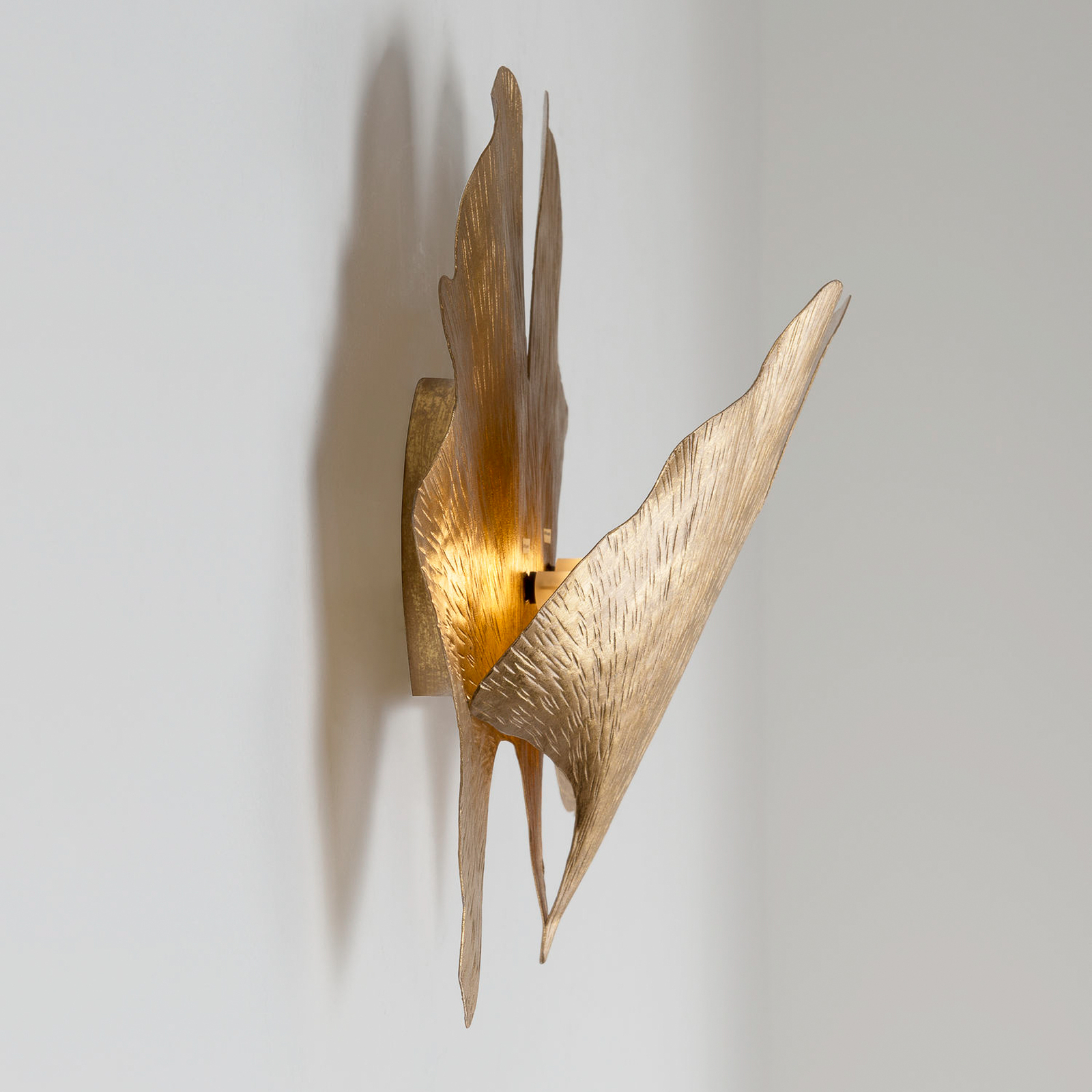 Ginkgo sieninis šviestuvas, aukso spalvos, 38 cm pločio, geležis