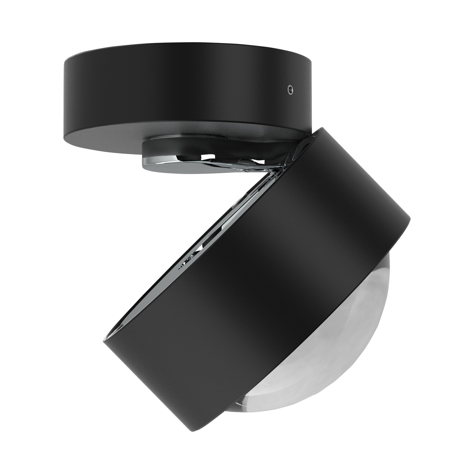 Puk Mini Move LED, lente trasparente, nero opaco/cromo