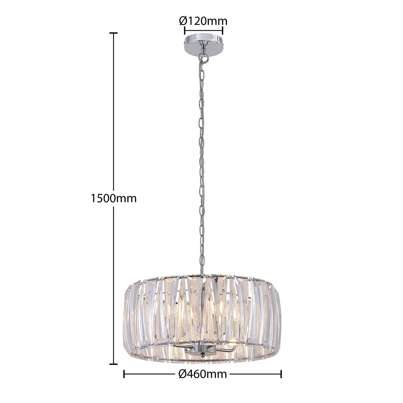 Lampa wisząca Lindby Sofia, Ø 46 cm, 4-punktowa, E14, chrom/przezroczysty