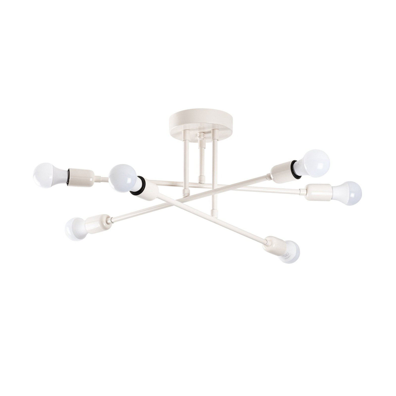 Flower 177 ceiling light, cream white, metal, 6-bulb