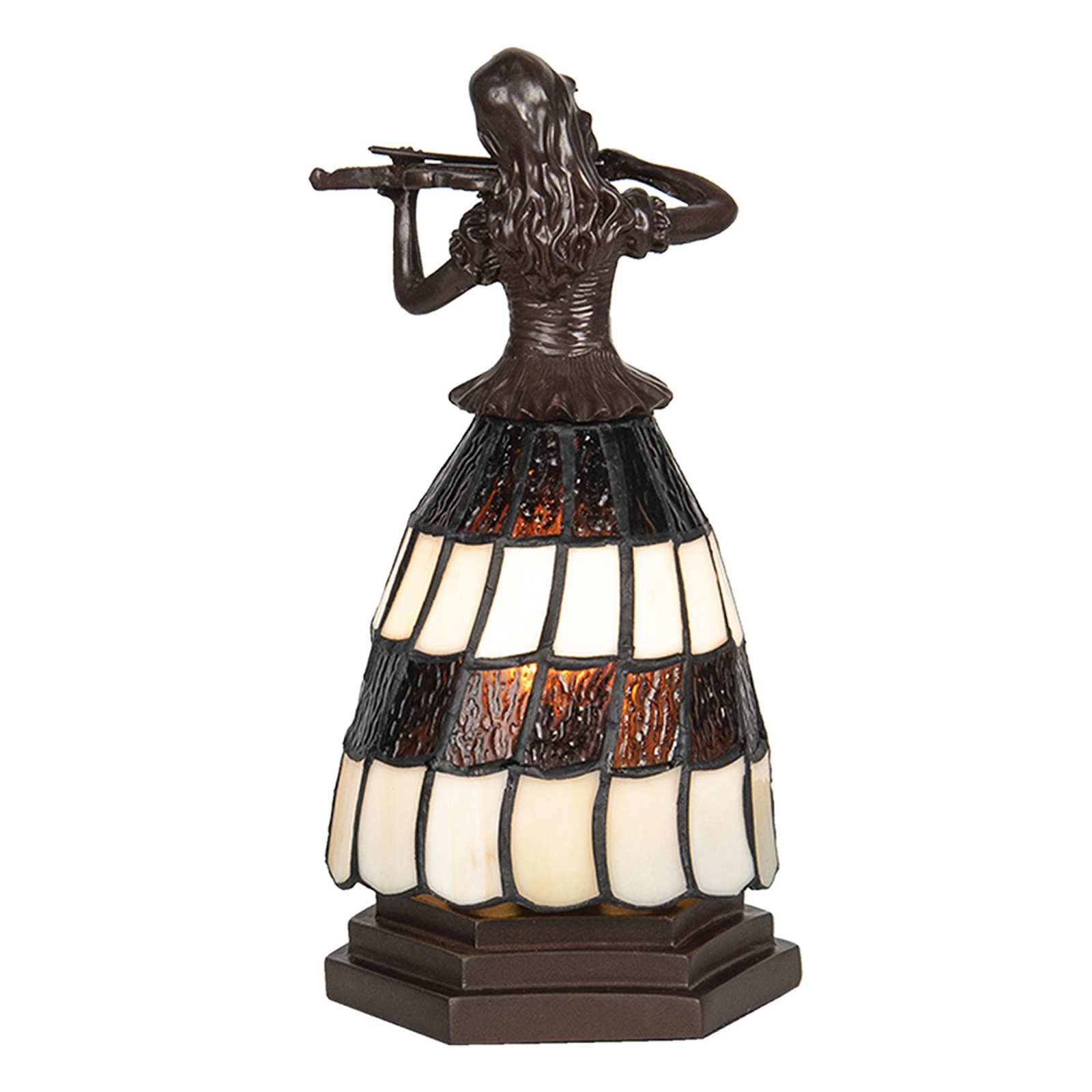 Tafellamp 5LL-6047 Vrouw, Tiffany stijl, bruin-wit
