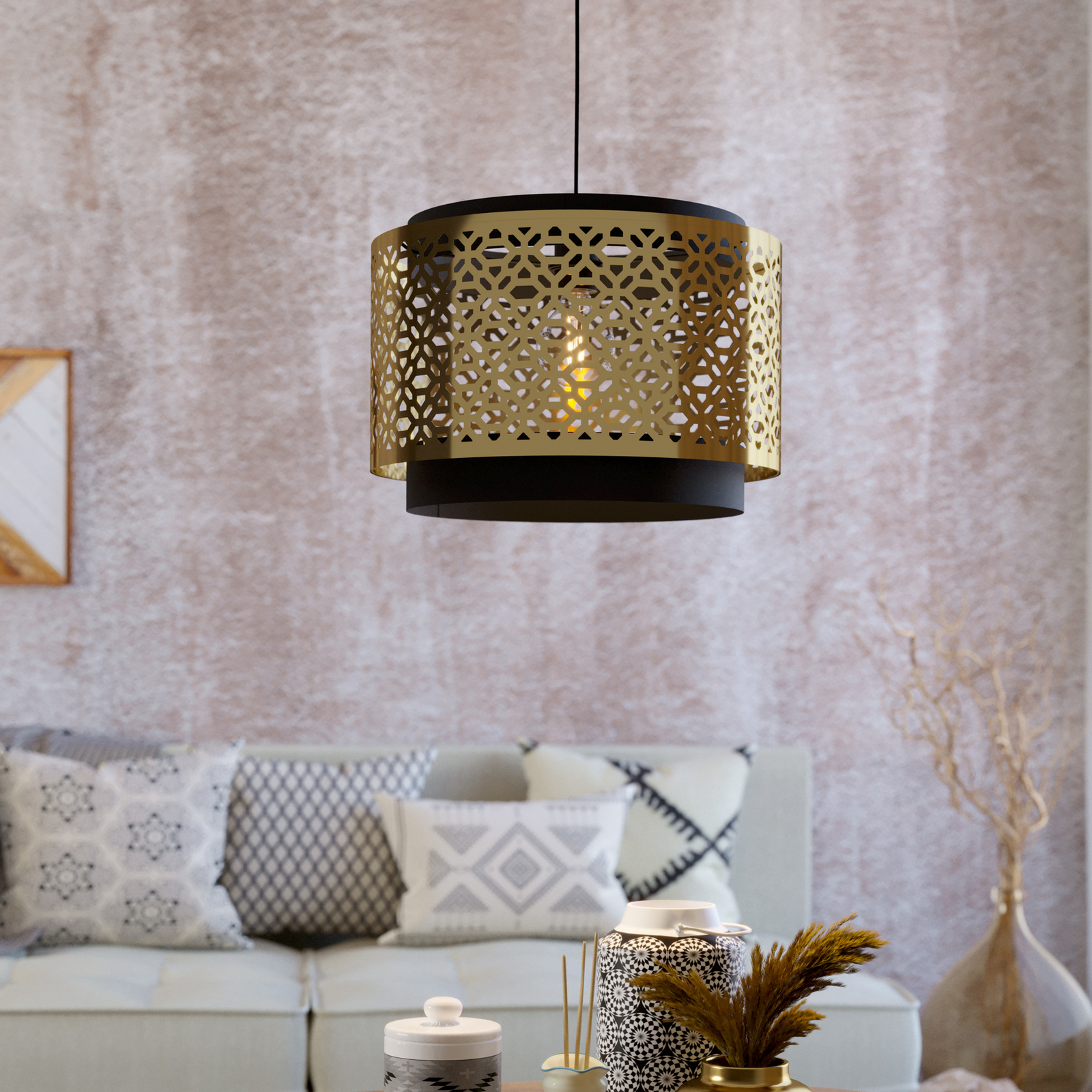 Lámpara colgante Sandbach en negro y latón