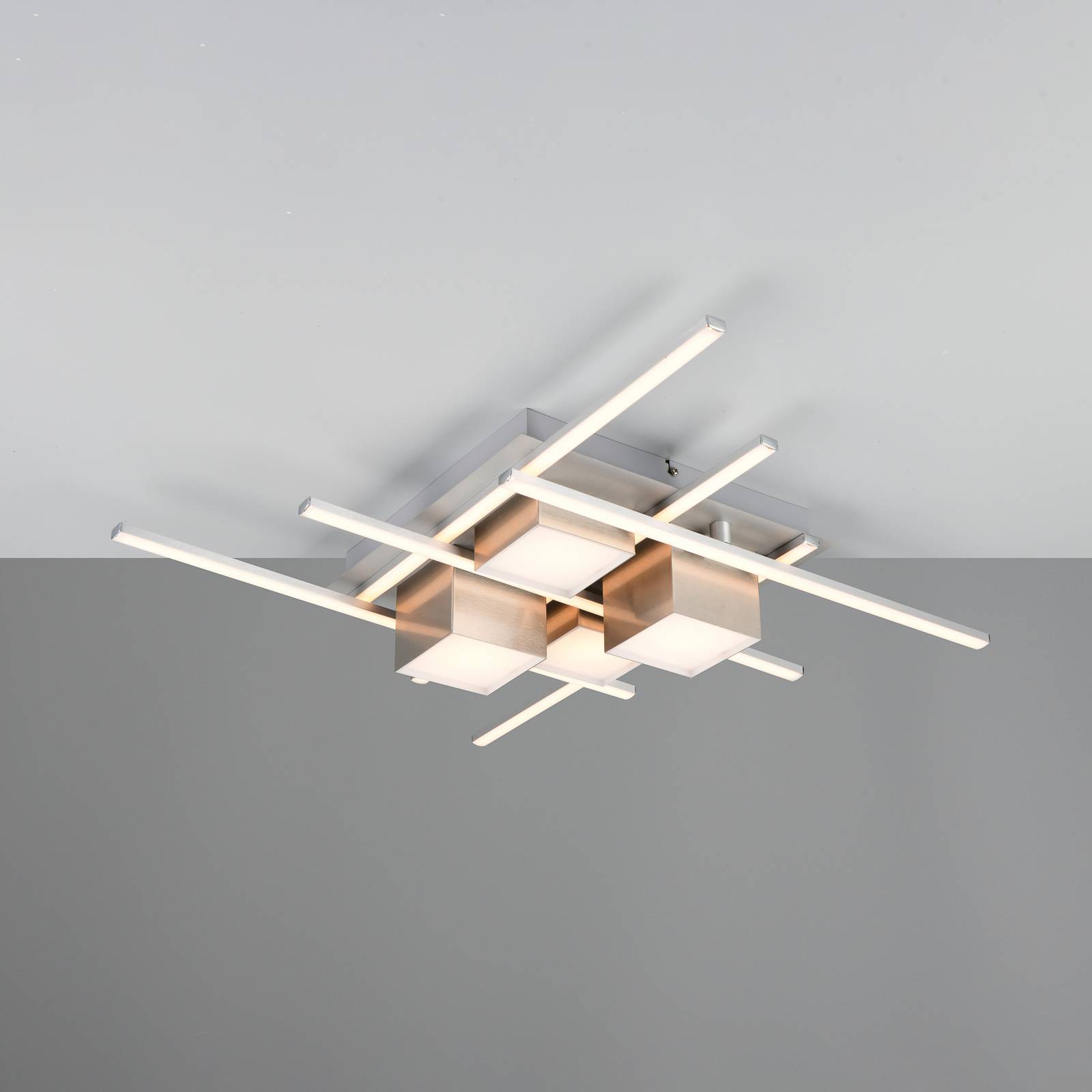 LED-Deckenlampe Roger, nickel matt, Metall, CCT, Fernbed. günstig online kaufen