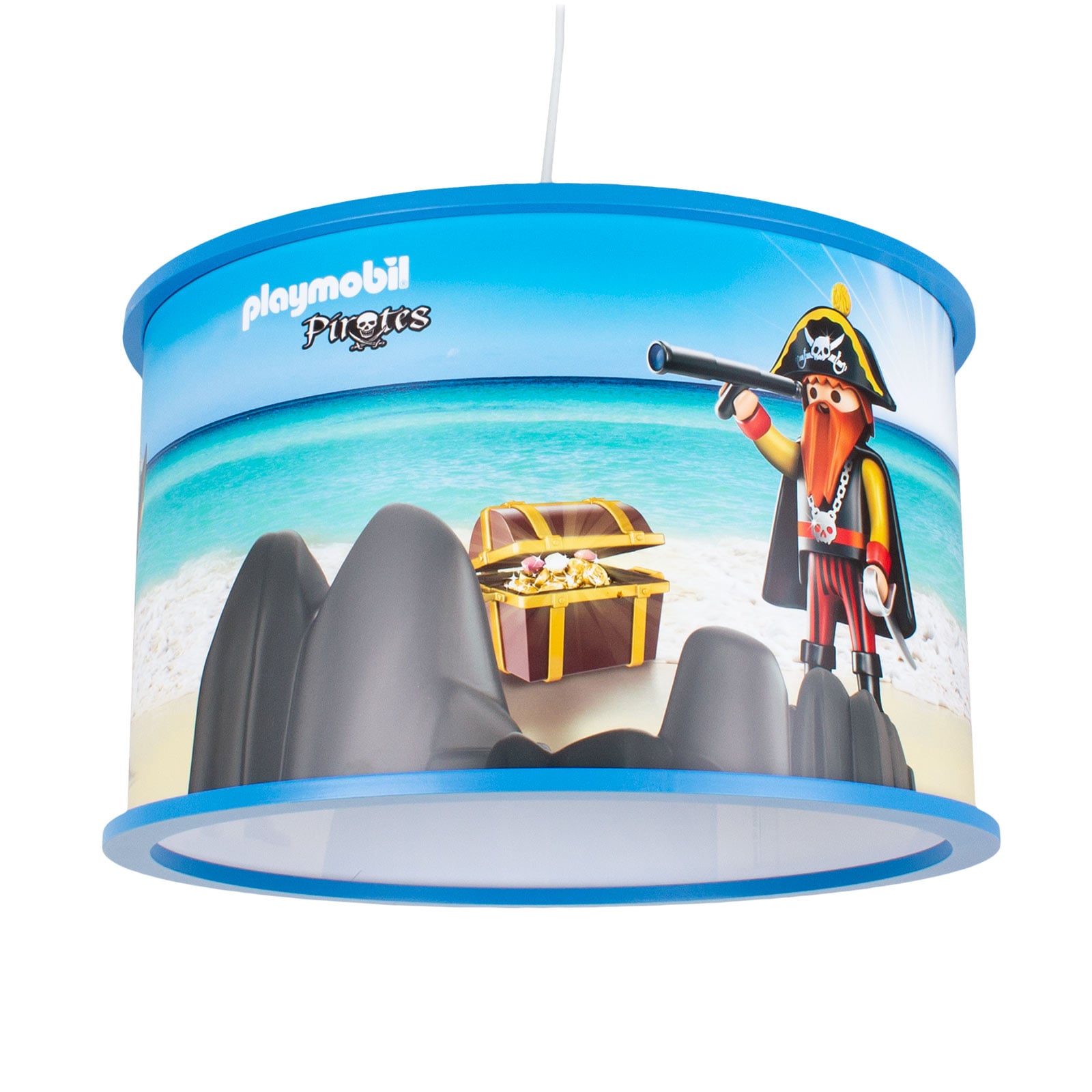 Elobra 25/40 PLAYMOBIL Pirates hanging light, for Children's Room, wood, plastic, E27, 40 W, energy efficiency: A++, H: 25 cm