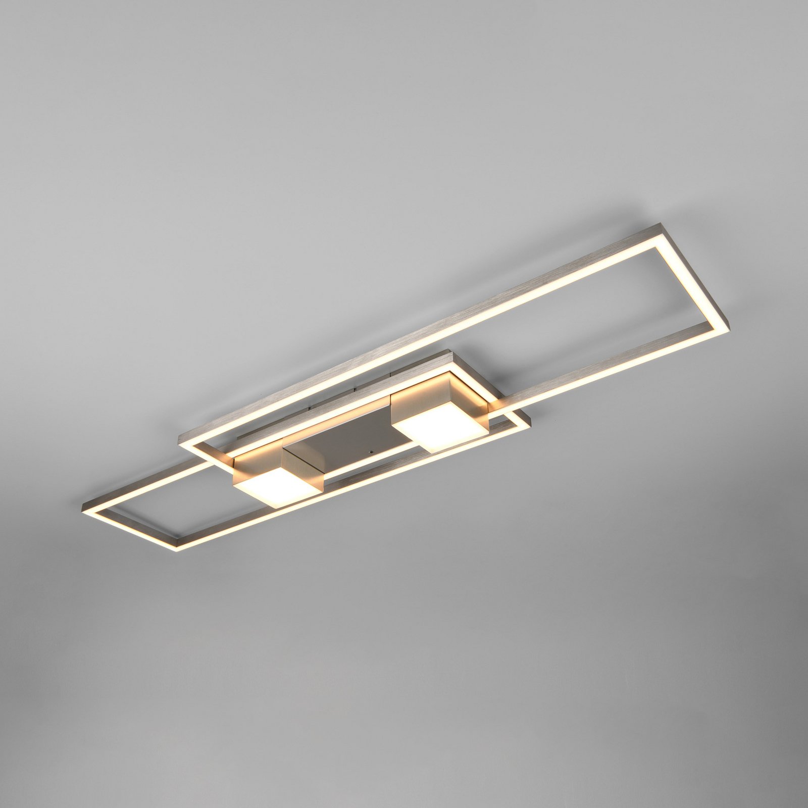 LED-taklampa Albany, nickel, 100 x 28 cm, aluminium CCT dimbar