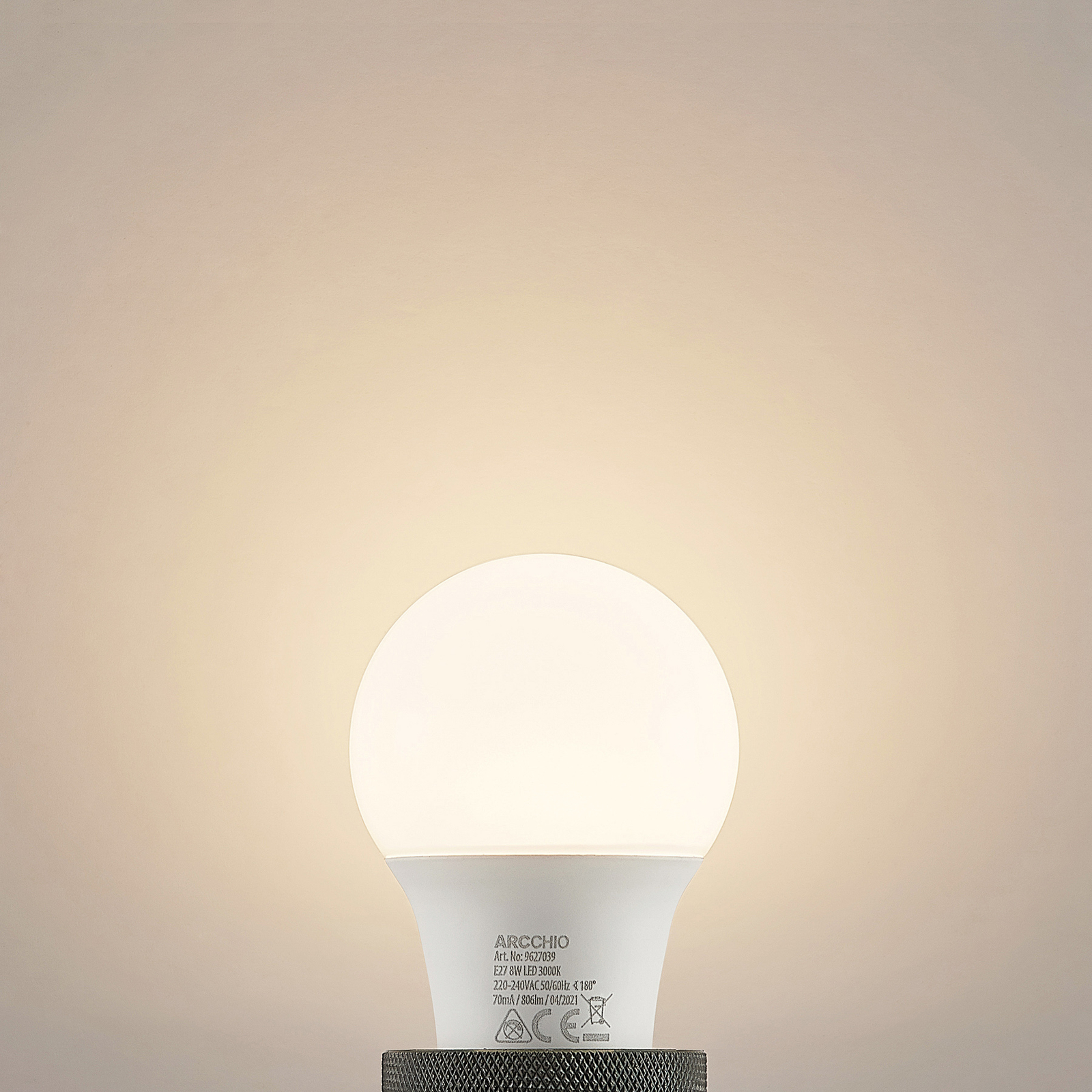 LED-lamppu E27 A60 8W 3 000 K opaali, 6 kpl