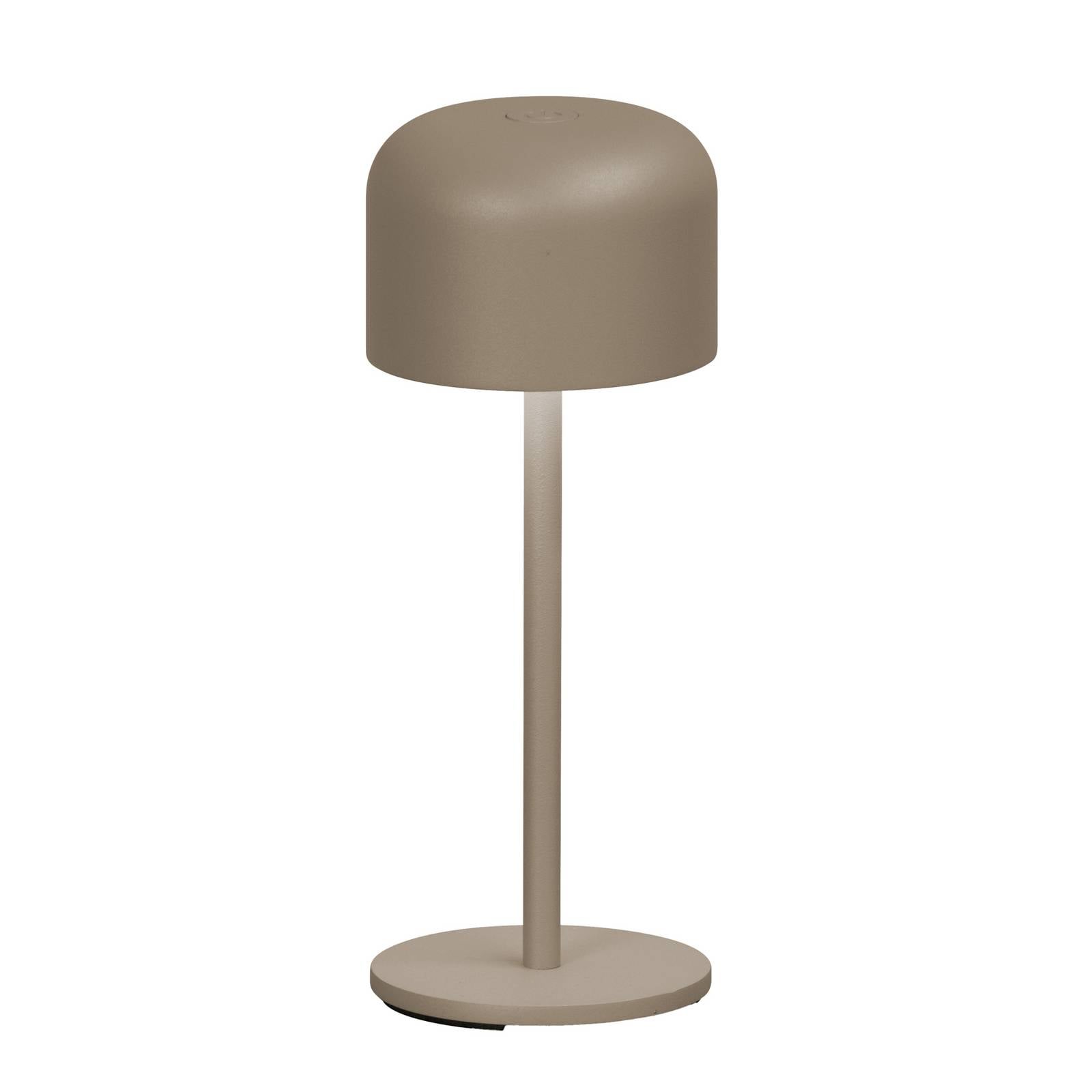 LED-Akku-Tischlampe Finley grau-braun Höhe 22 cm Metall IP54