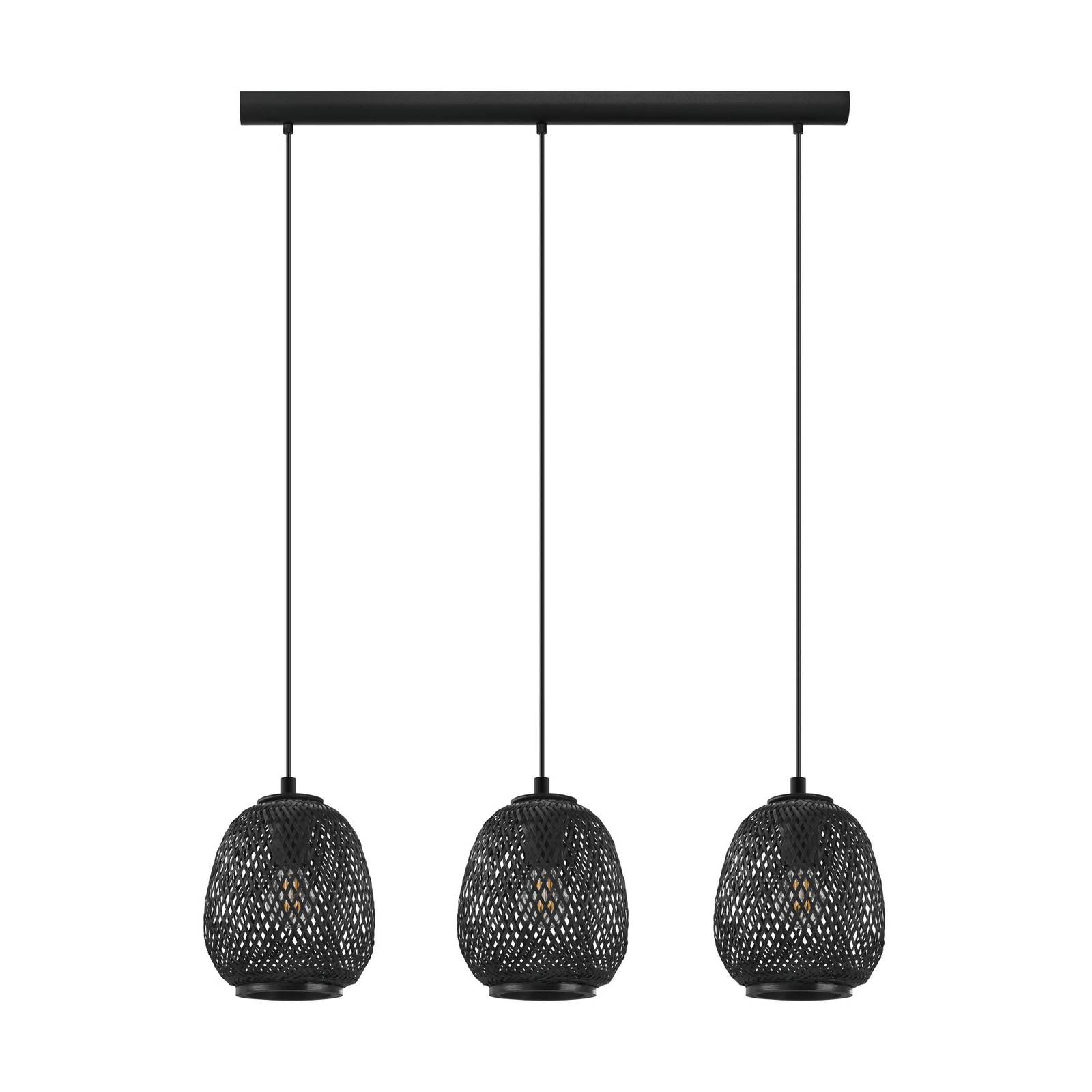 Hanglamp Dembleby, 3-lamps, zwart