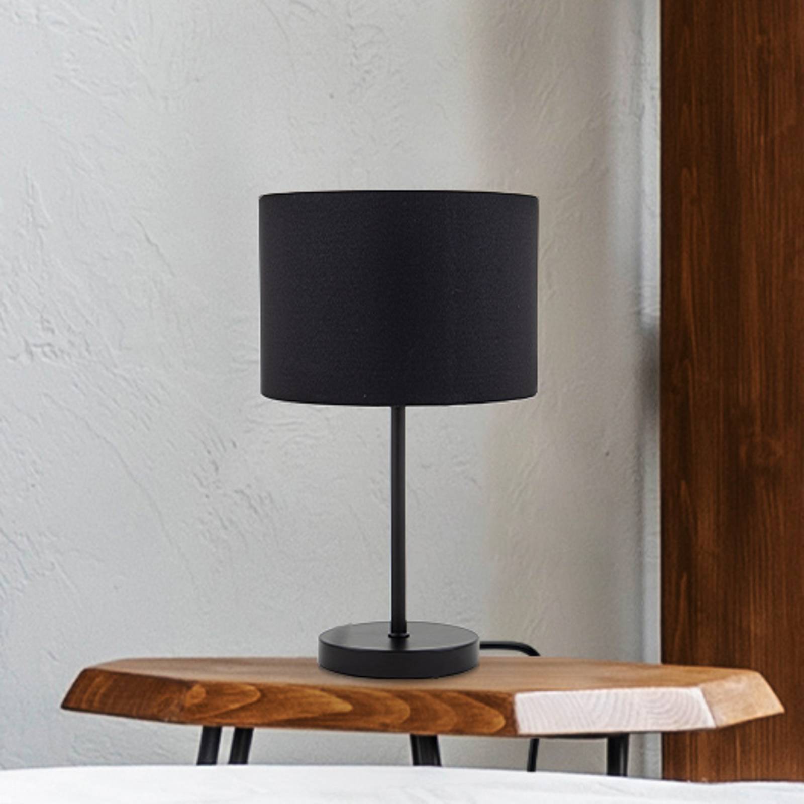 B.K. Licht Lampe à poser Kari, noir/doré, hauteur 33 cm, textile, E27