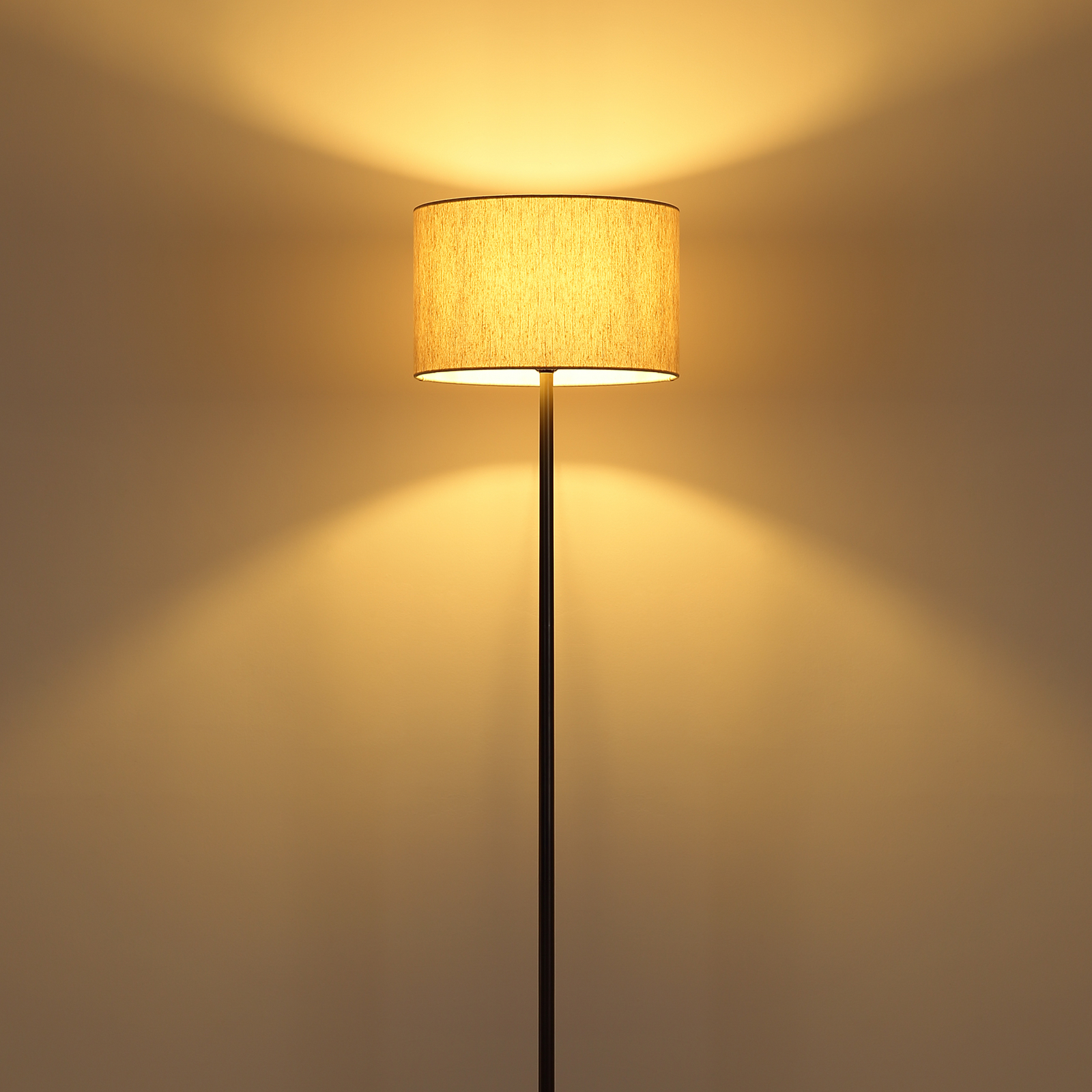 Стелажна лампа Thea, кремаво/черно матово, лен, височина 160 cm Стелажна лампа Thea, кремаво/черно матово, лен, височина 160 cm