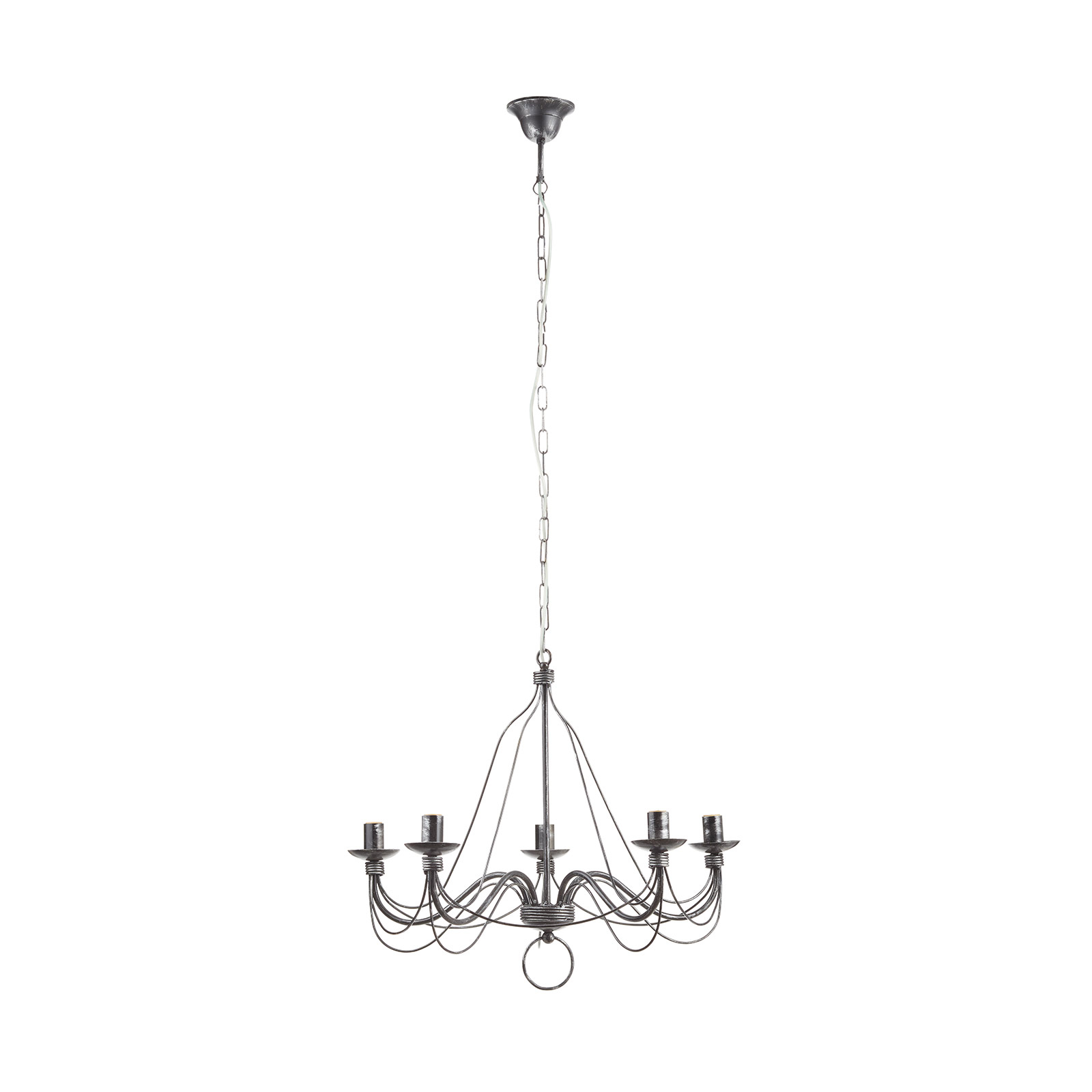 007/5 L chandelier, 5-bulb, black and silver