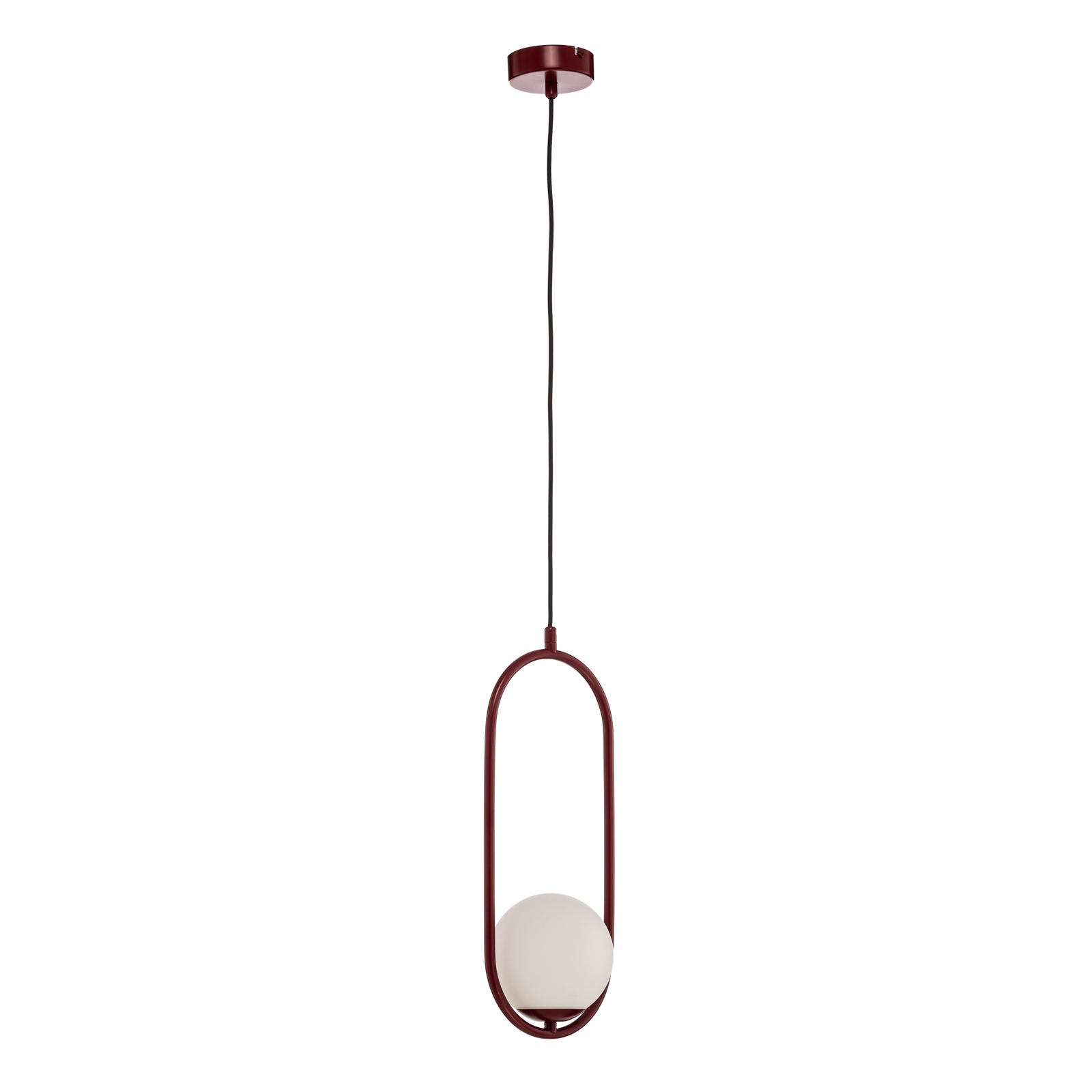 Hanglamp Dione, 1-lamp, wijnrood/wit
