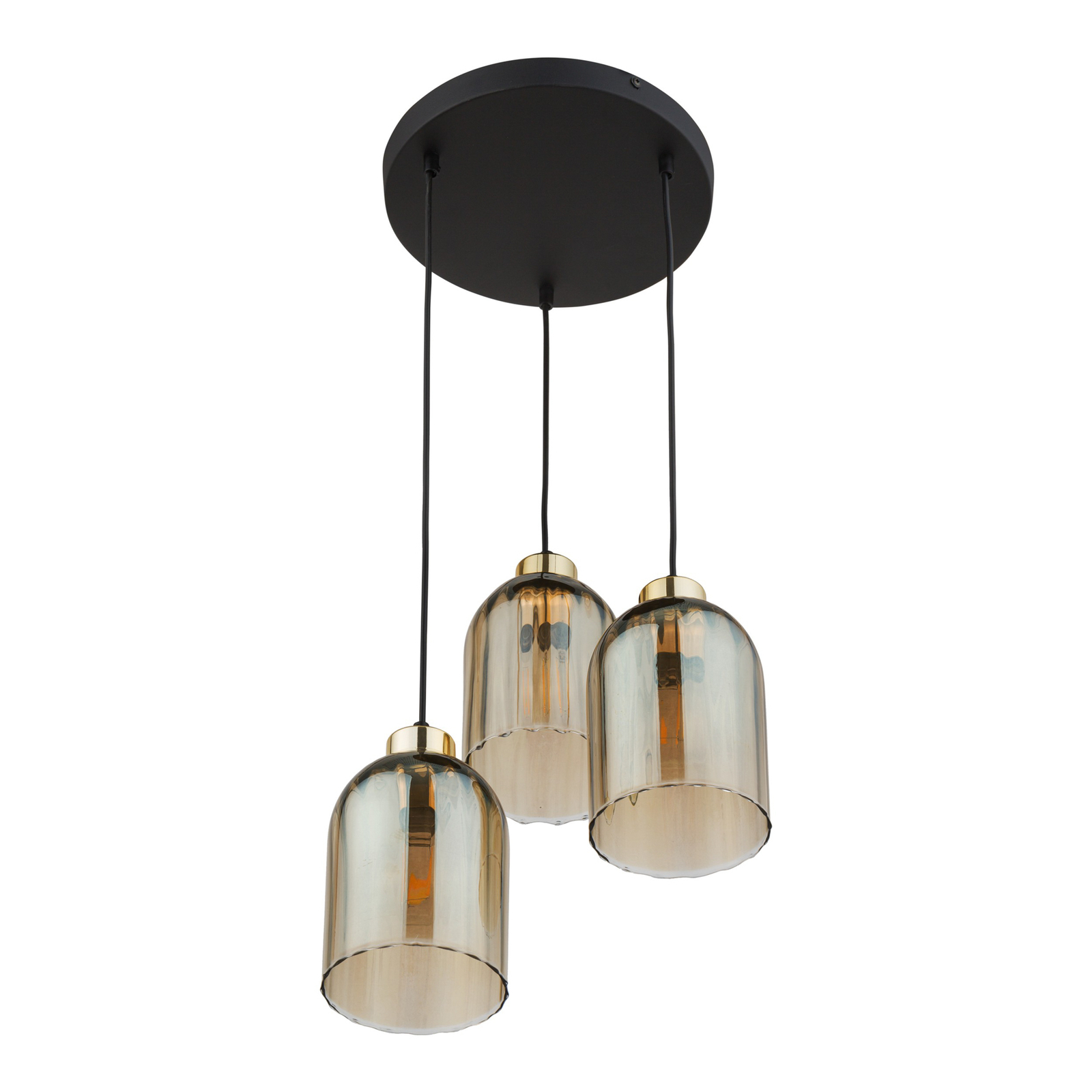 Satipo glass pendant light, 3-bulb, amber