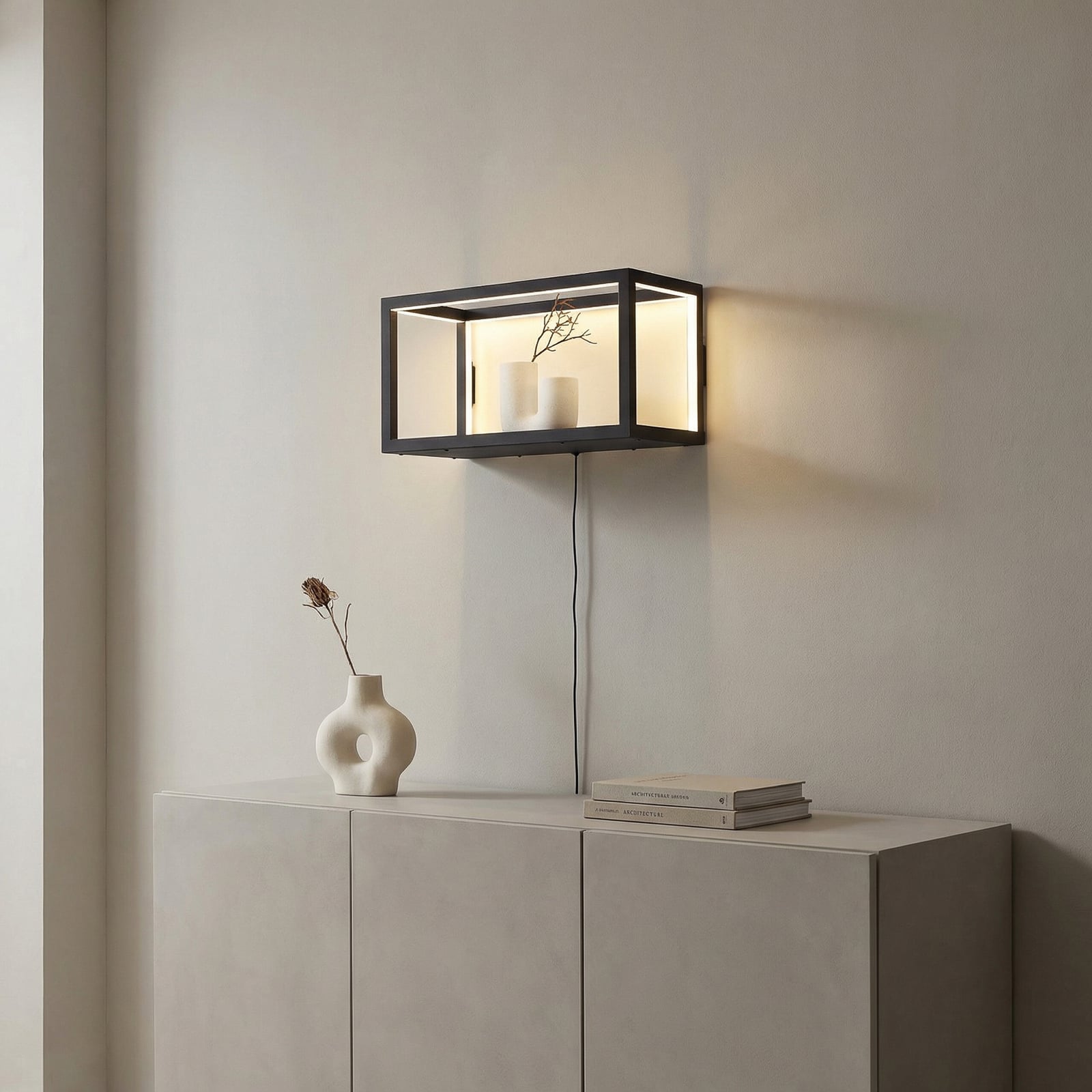 Lindby LED zidna svjetiljka Birta, utikač, polica, 51 cm, USB Lindby LED zidna svjetiljka Birta, utikač, polica, 51 cm, USB