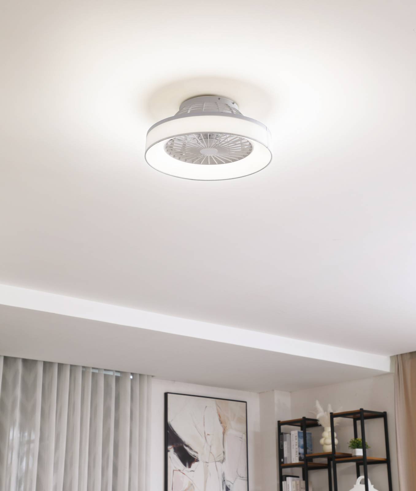 E-shop Stropný ventilátor Lindby LED Mace, biely, tichý, CCT