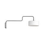 Wandlamp Bloeba, zwart/wit, uitsteek 140 cm, linnen