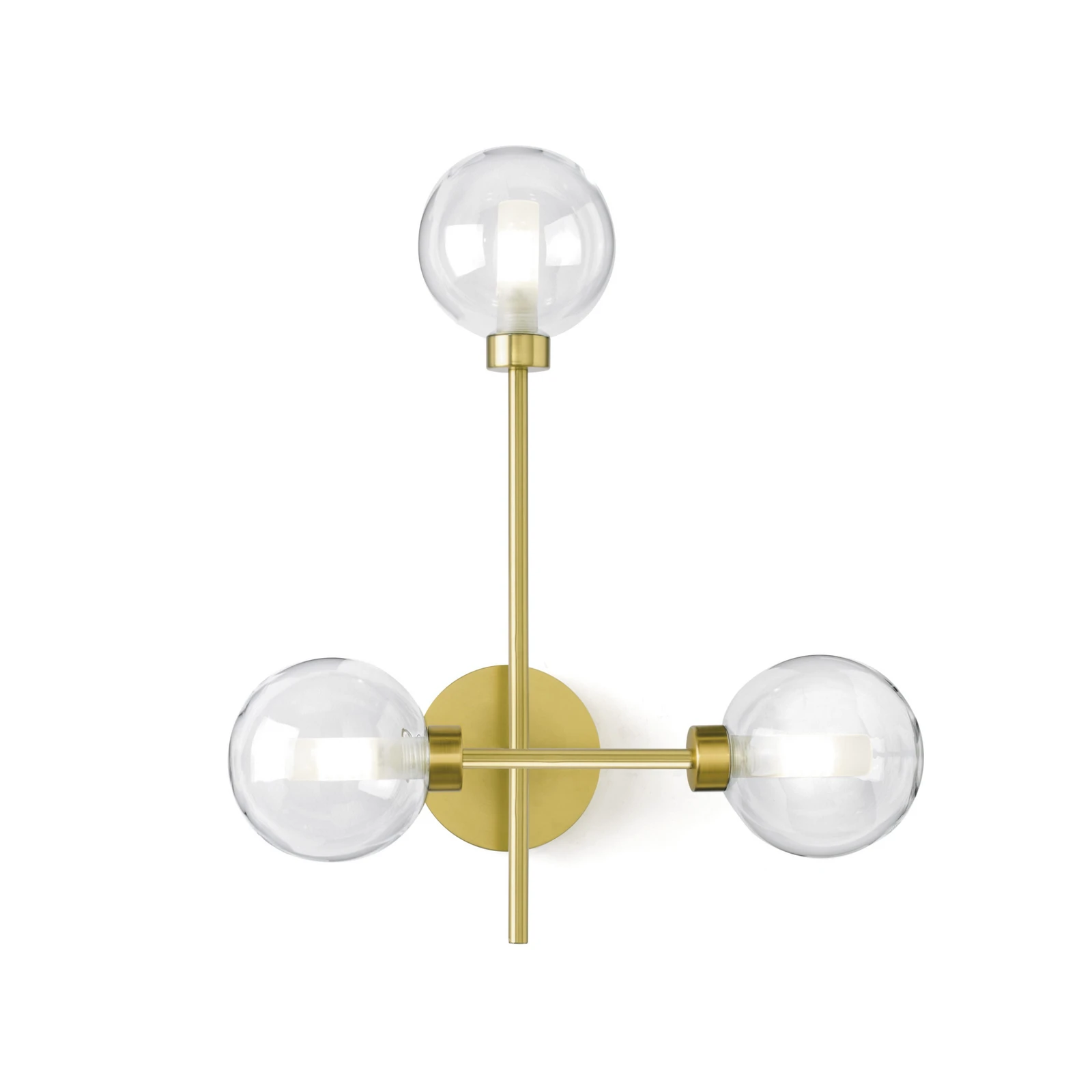Applique murale Dom, 3 lampes, transparent/doré, verre