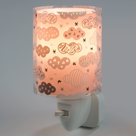 Clouds – lampka nocna LED do gniazdka, różowa