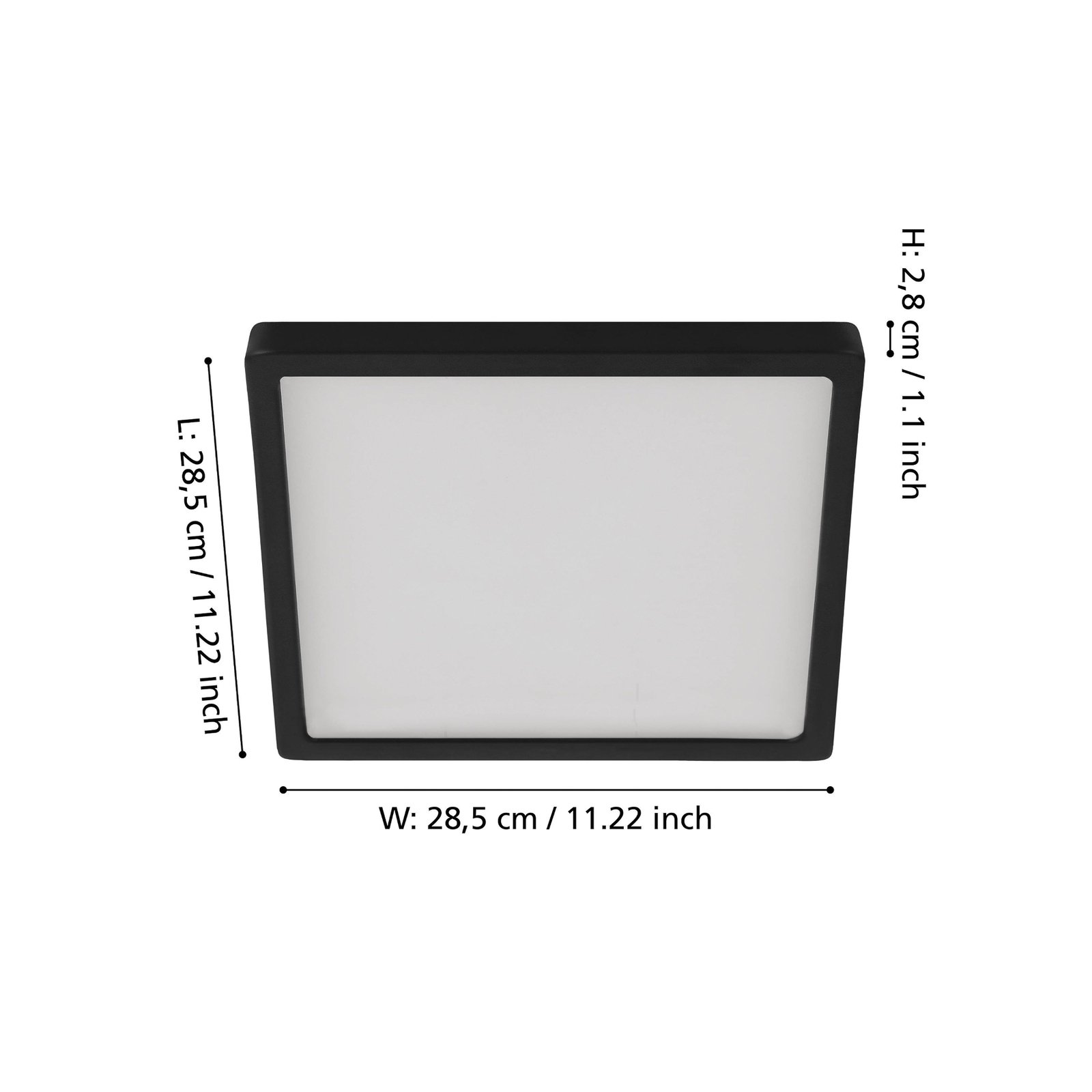 LED opbouwpaneel Fueva5 IP20 830 zwart 28,5x28,5cm