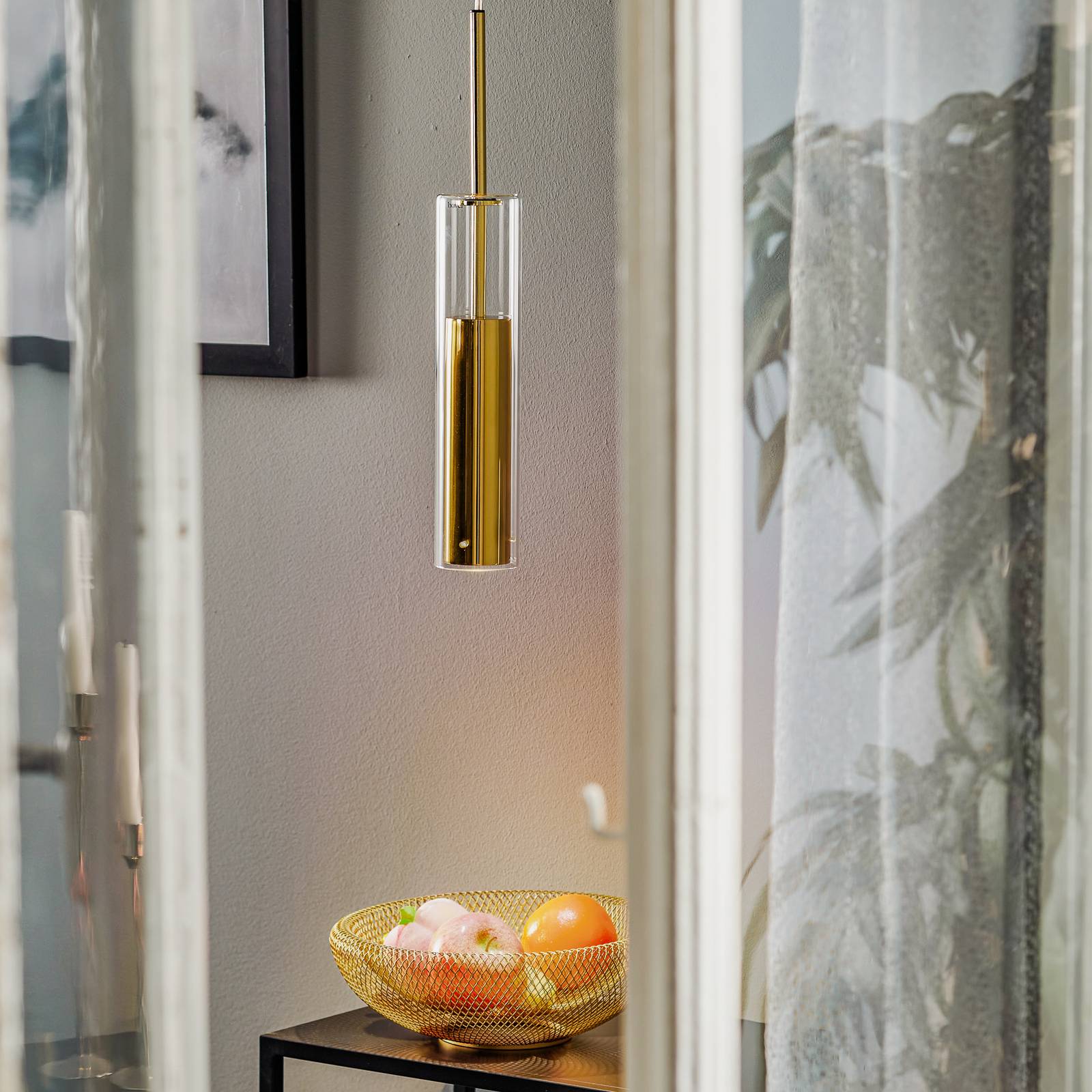 Photos - Chandelier / Lamp BOVER Hardy hanging light made of glass, gold 