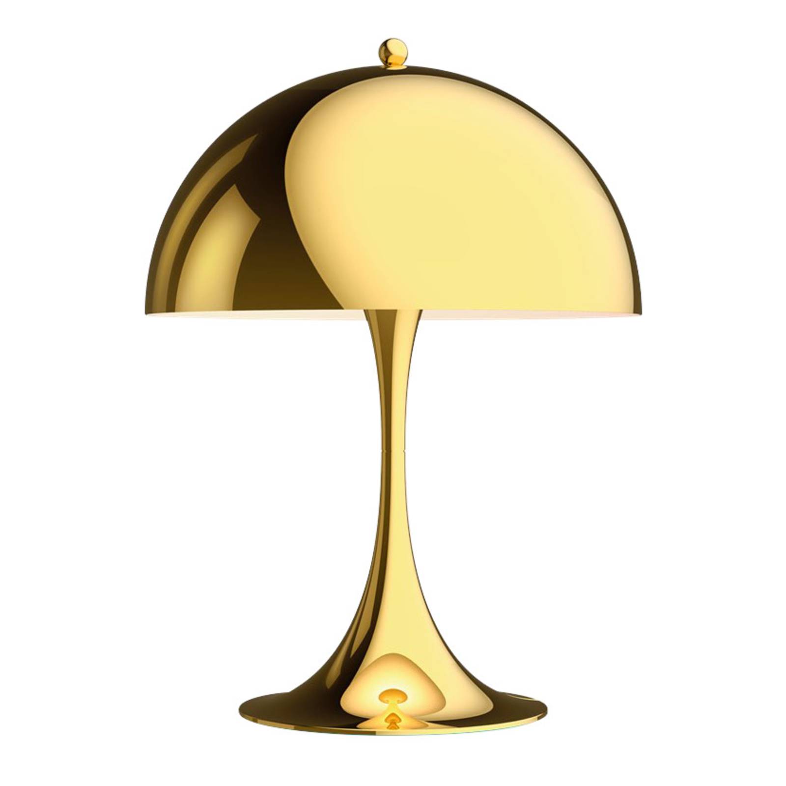Louis Poulsen Panthella Mini table lamp brass, for Living / Dining Room, steel, aluminium, 10 W, H: 33.5 cm