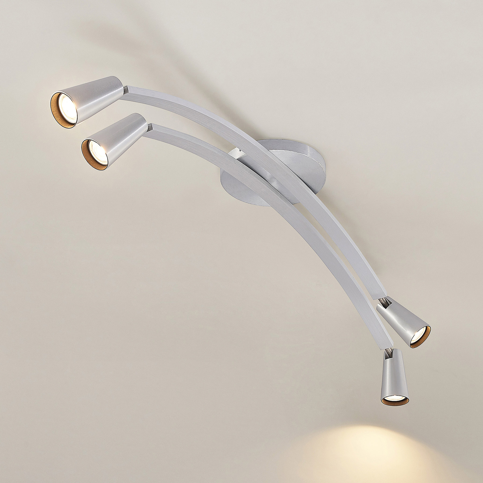 Lucande Velanoris ceiling lamp, 4-bulb, aluminium