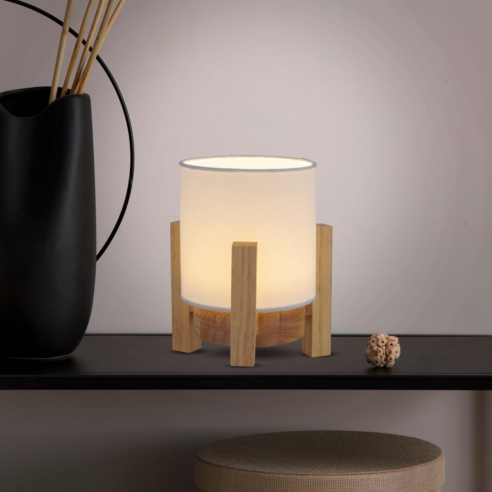 Lampa stołowa LED Madita, wysokość 19 cm, naturalny/biały