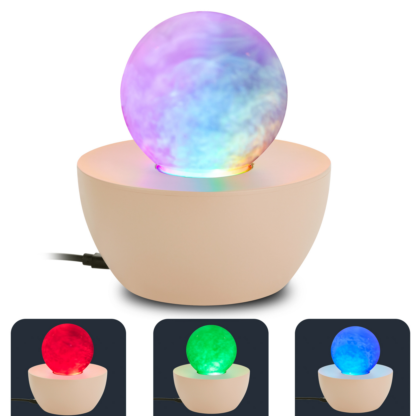 Lampa stołowa LED Fog, beżowo-przezroczysta, skokowa zmiana barw RGB, Ø 12 cm Lampa stołowa LED Fog, beżowo-przezroczysta, skokowa zmiana barw RGB, Ø 12 cm