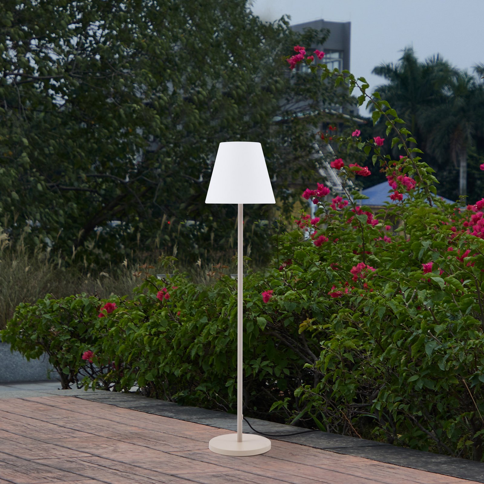 Lucande terraslamp Jaimy, beige, metaal, 150 cm, E27