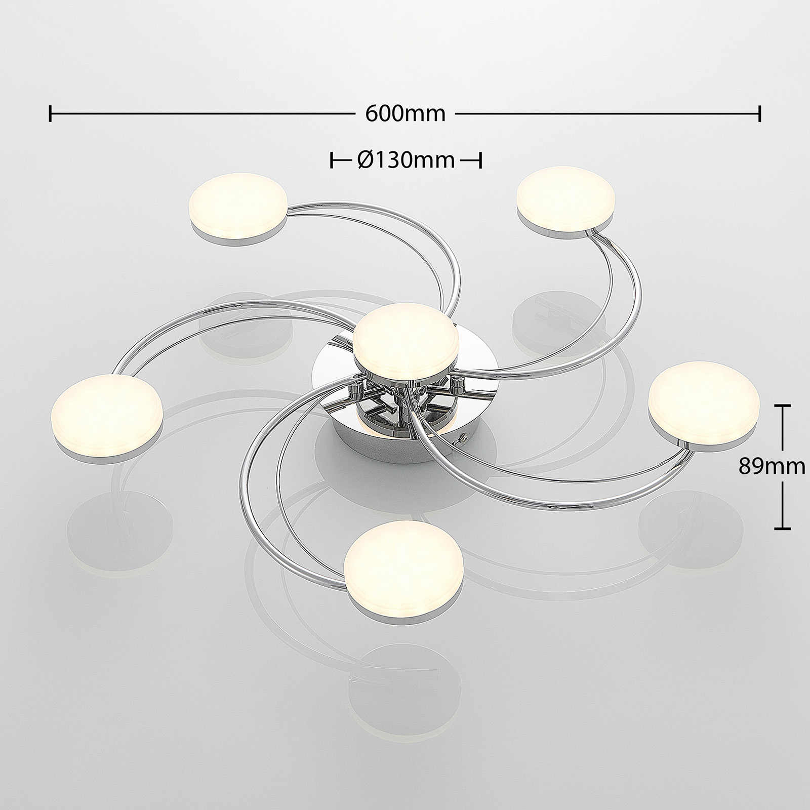 Lindby Rouven LED-Deckenleuchte, Spiralform, 6-fl.