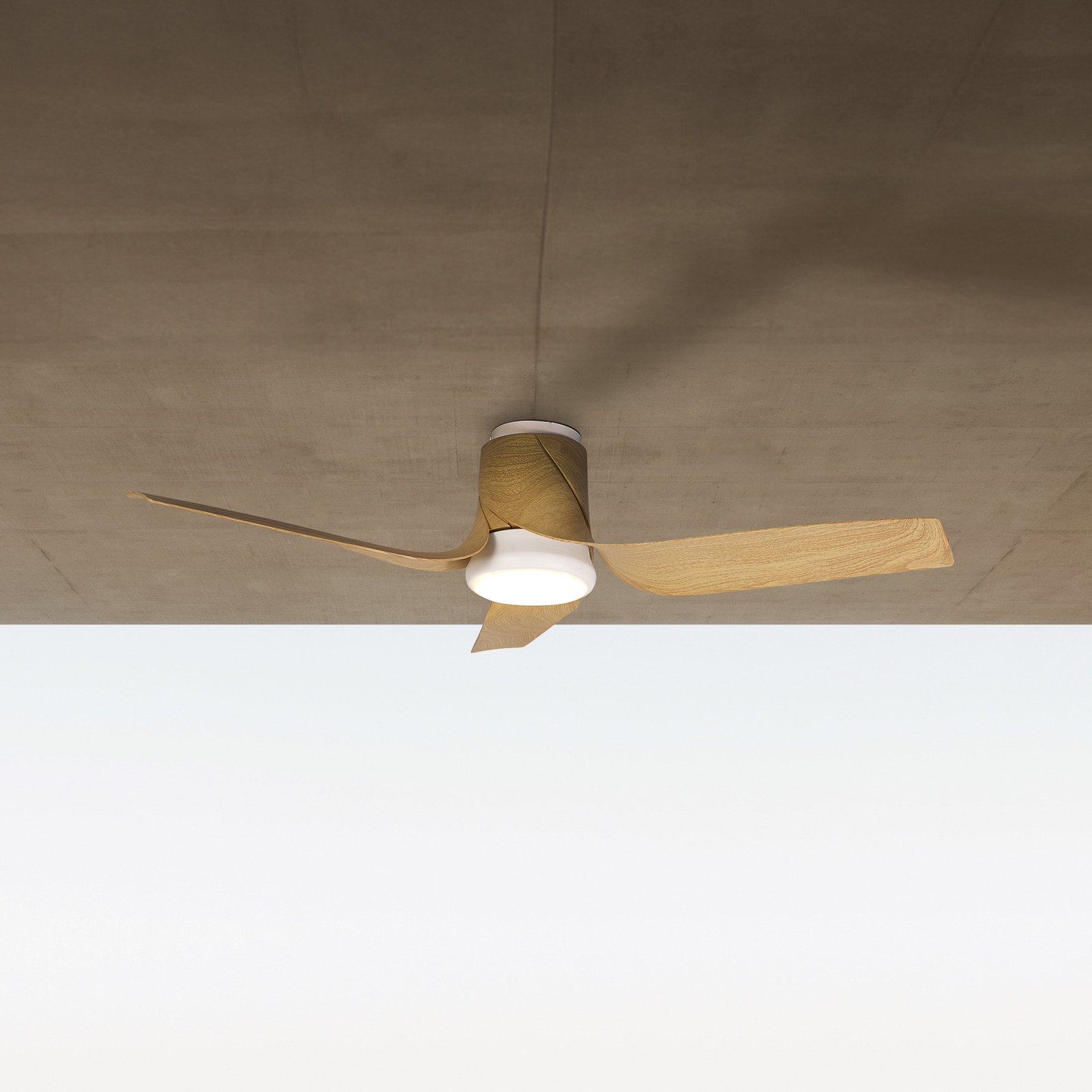 LED griestu ventilators Ushuaia wood DC klusais Ø 134 cm CCT