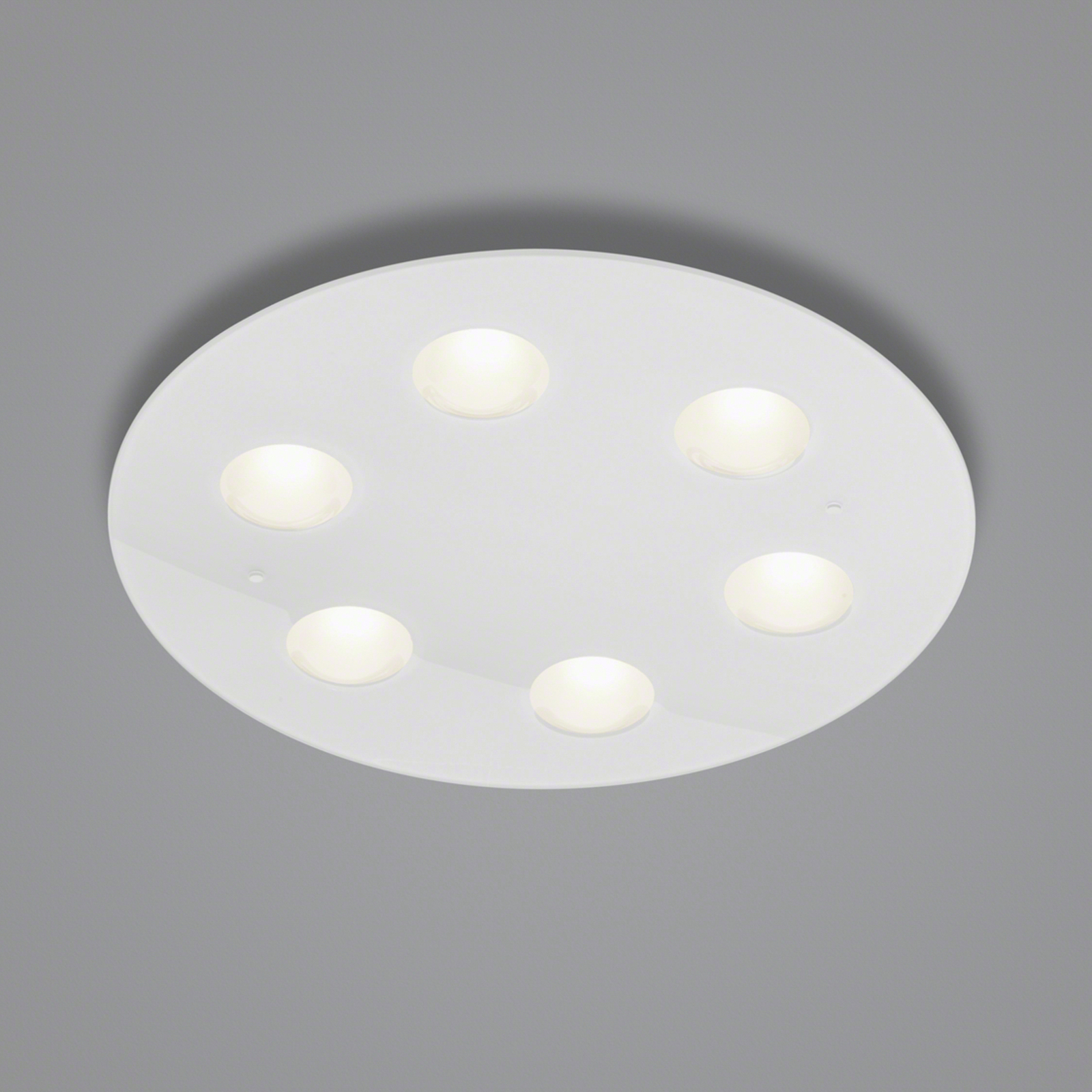 Helestra Nomi LED stropna svetilka Ø49cm zatemnjena bela