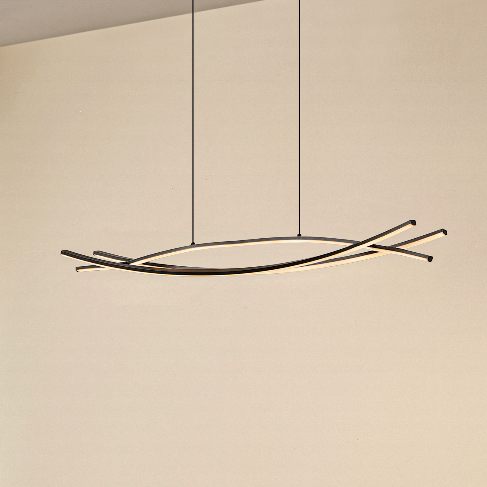 Lámpara colgante LED Lucande Sayori, 98 cm, negro, atenuable