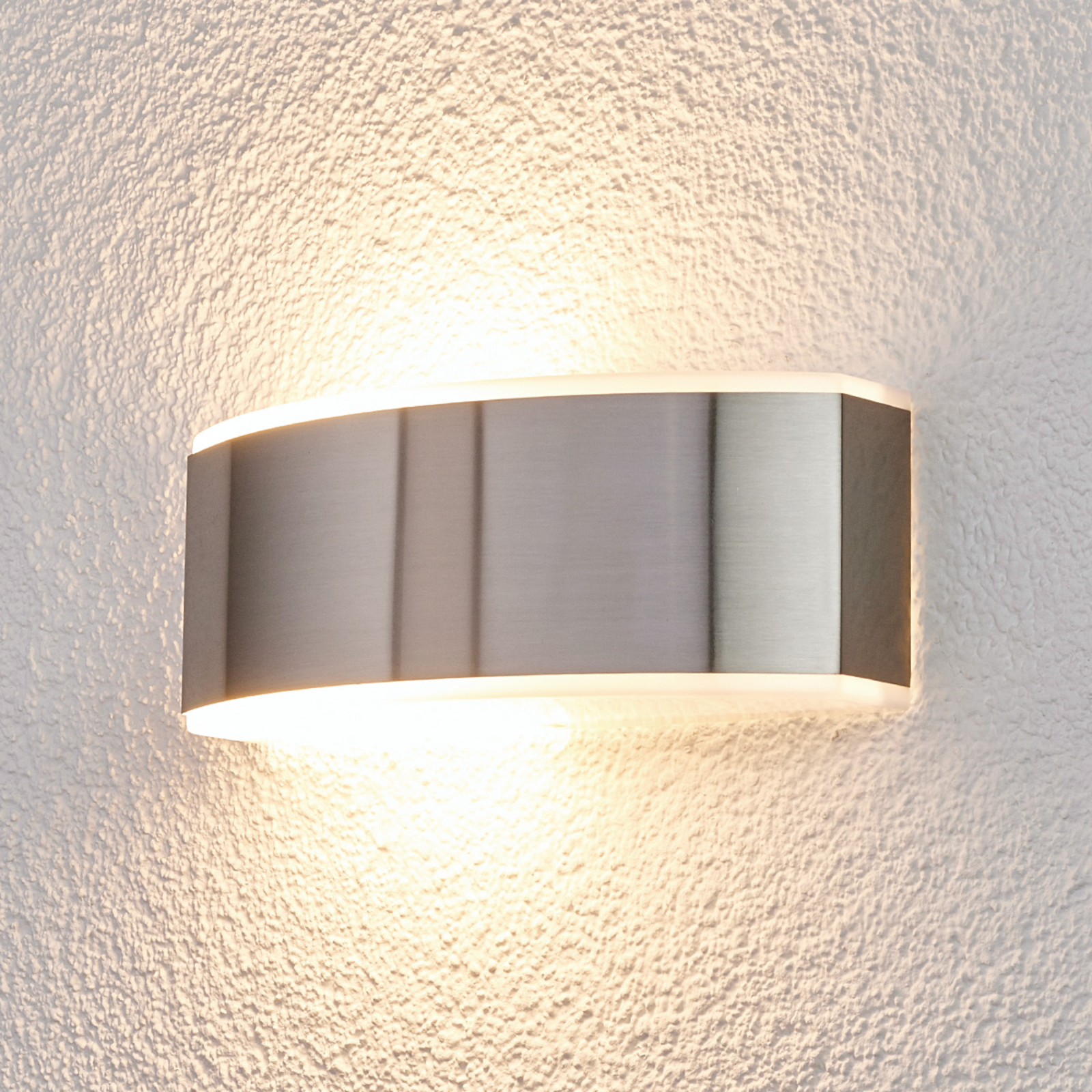 Lindby Væglampen Pacon af rustfrit stål, udendørs brug - væglampe udendørs - moderne udendørslampe Rustfrit stål, satineret - rustfrit stål, polykarbonat
