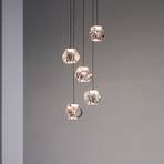 LOOM DESIGN Suspension LED Ice Ball, chrome/clair, à 5 lampes