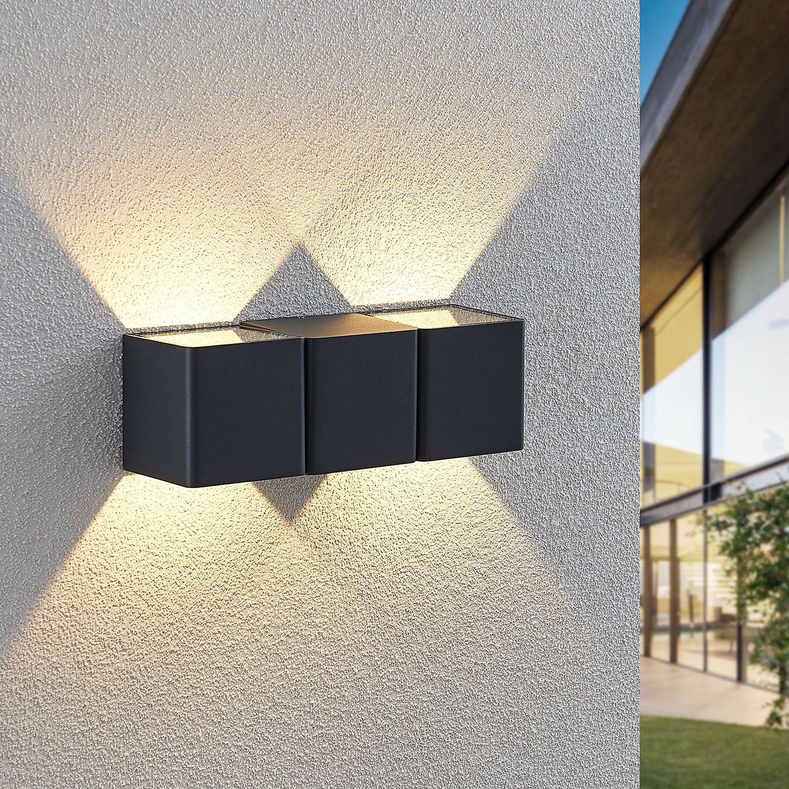 Niclas Square LED Outdoor Wall Lamp Dark Grey - Lindby