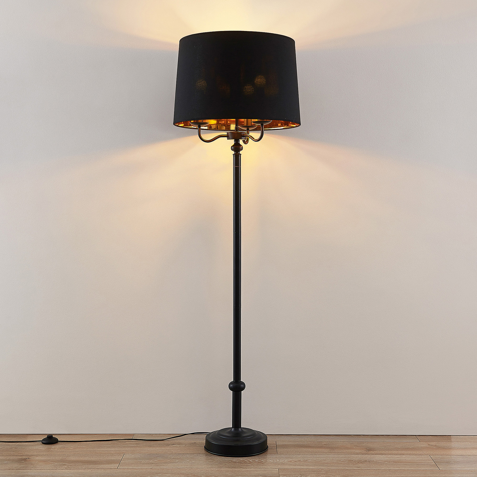 Lindby Christer floor lamp, black, 160 cm