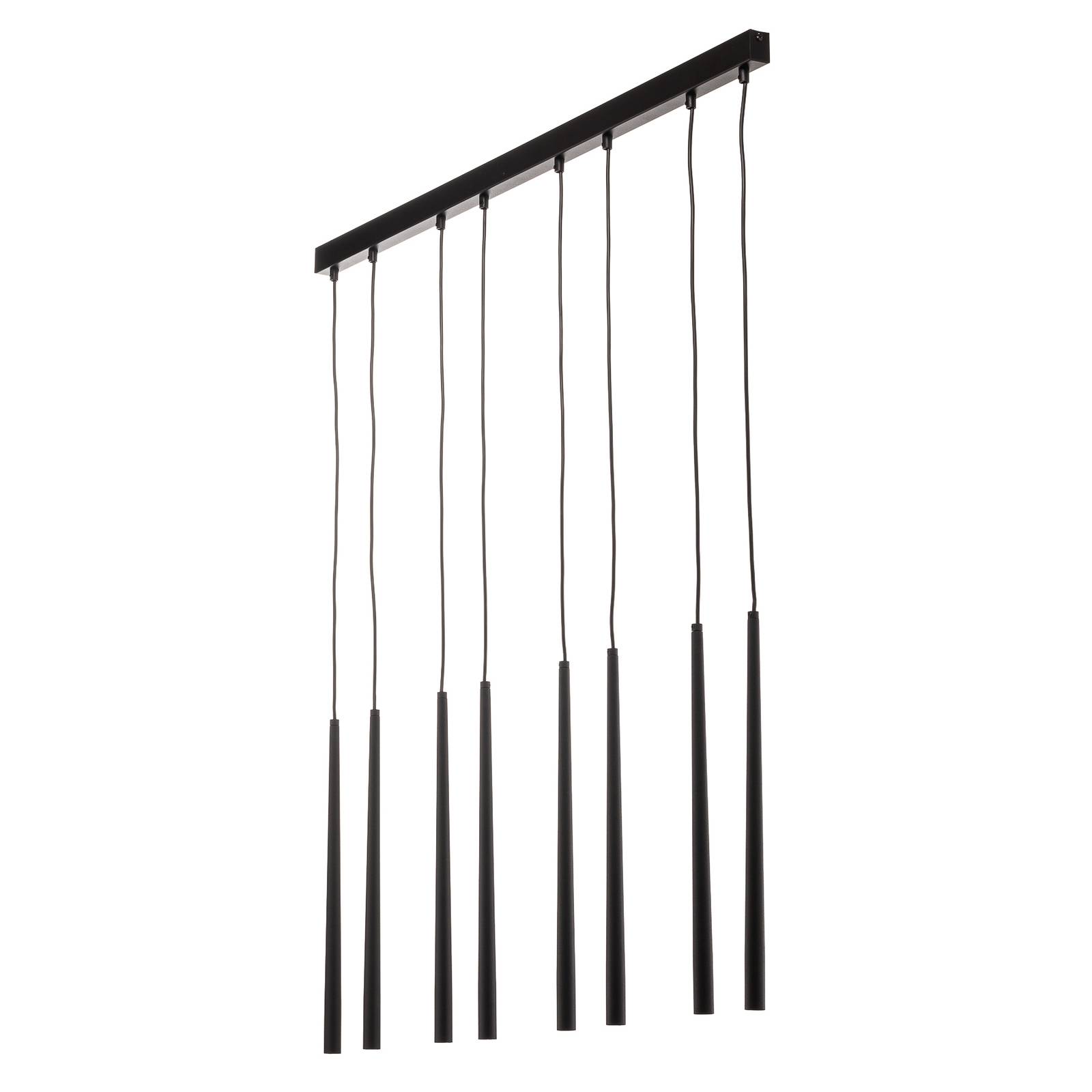 Suspension Piano allongée à huit lampes noire