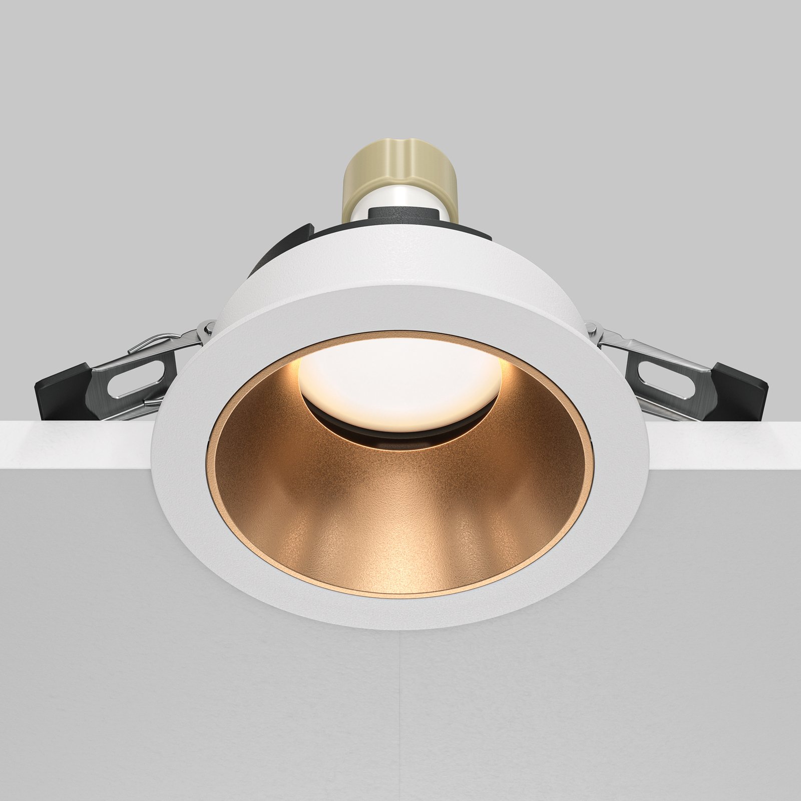 Maytoni recessed light Share, white/gold, Ø 8.5 cm, aluminium, GU10