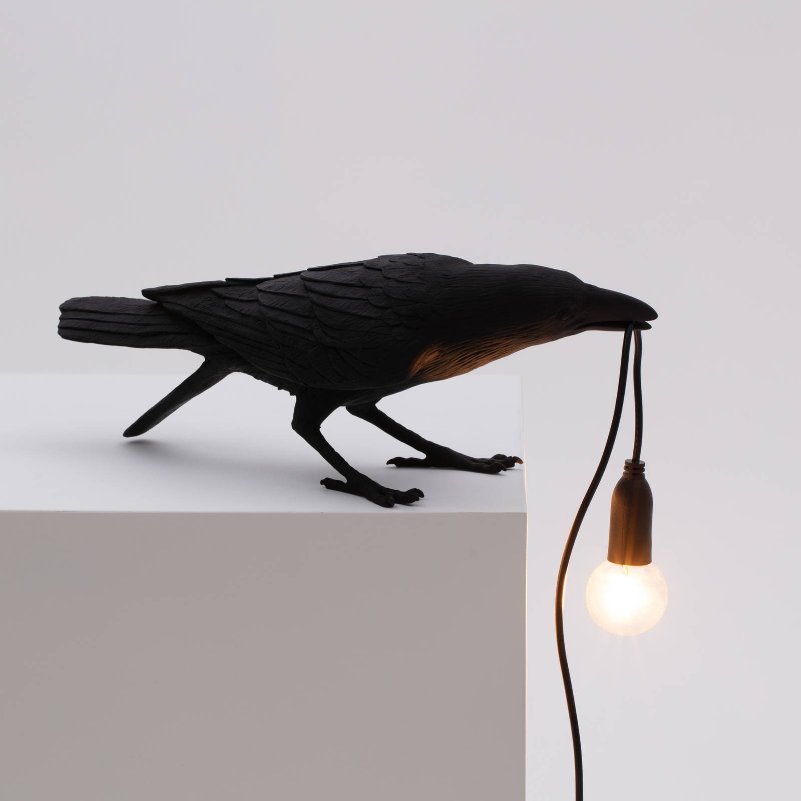 Lampa dekoracyjna LED SELETTI Bird Lamp, zabawna czerń