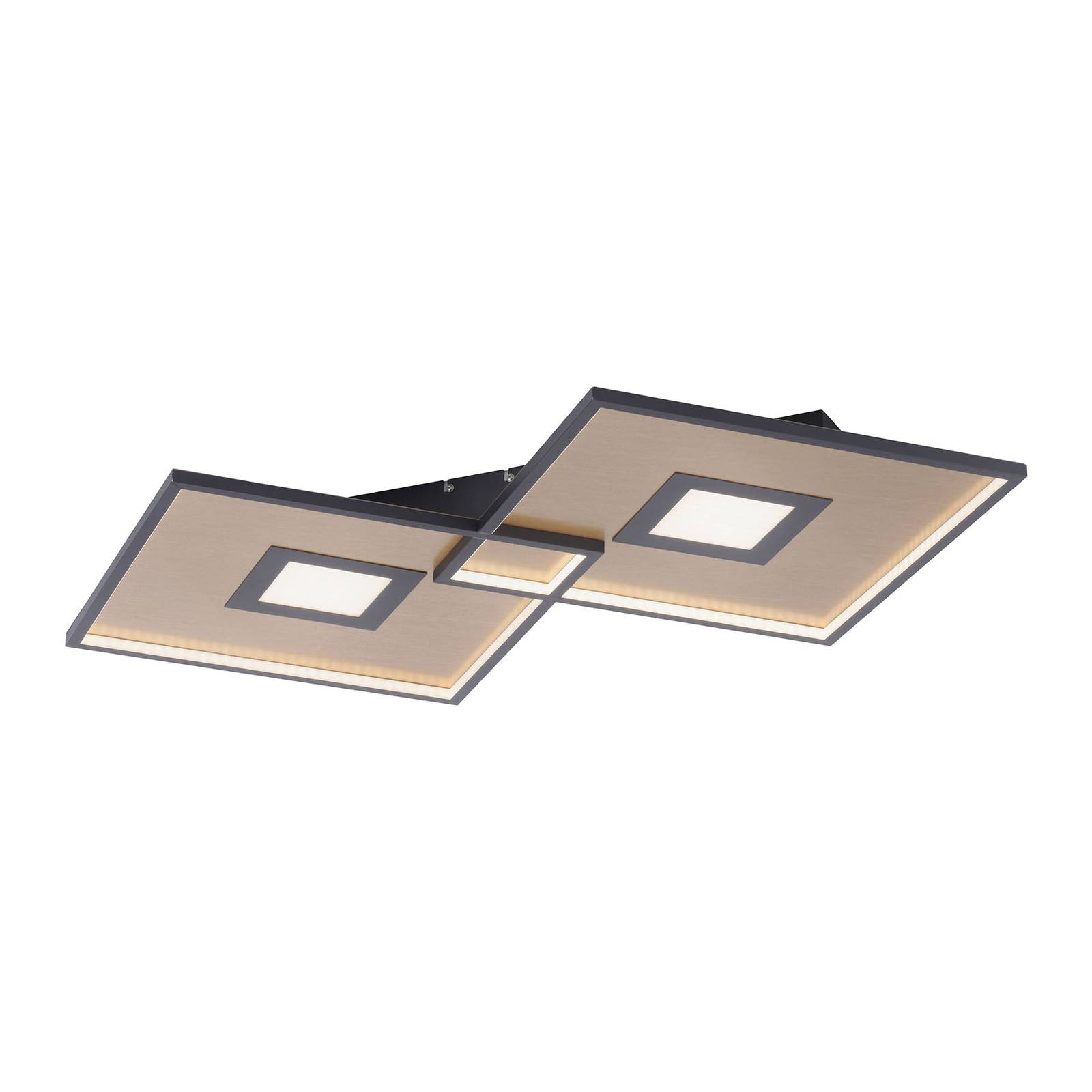 LED-Deckenleuchte Amara, zwei Quadrate, schwarz