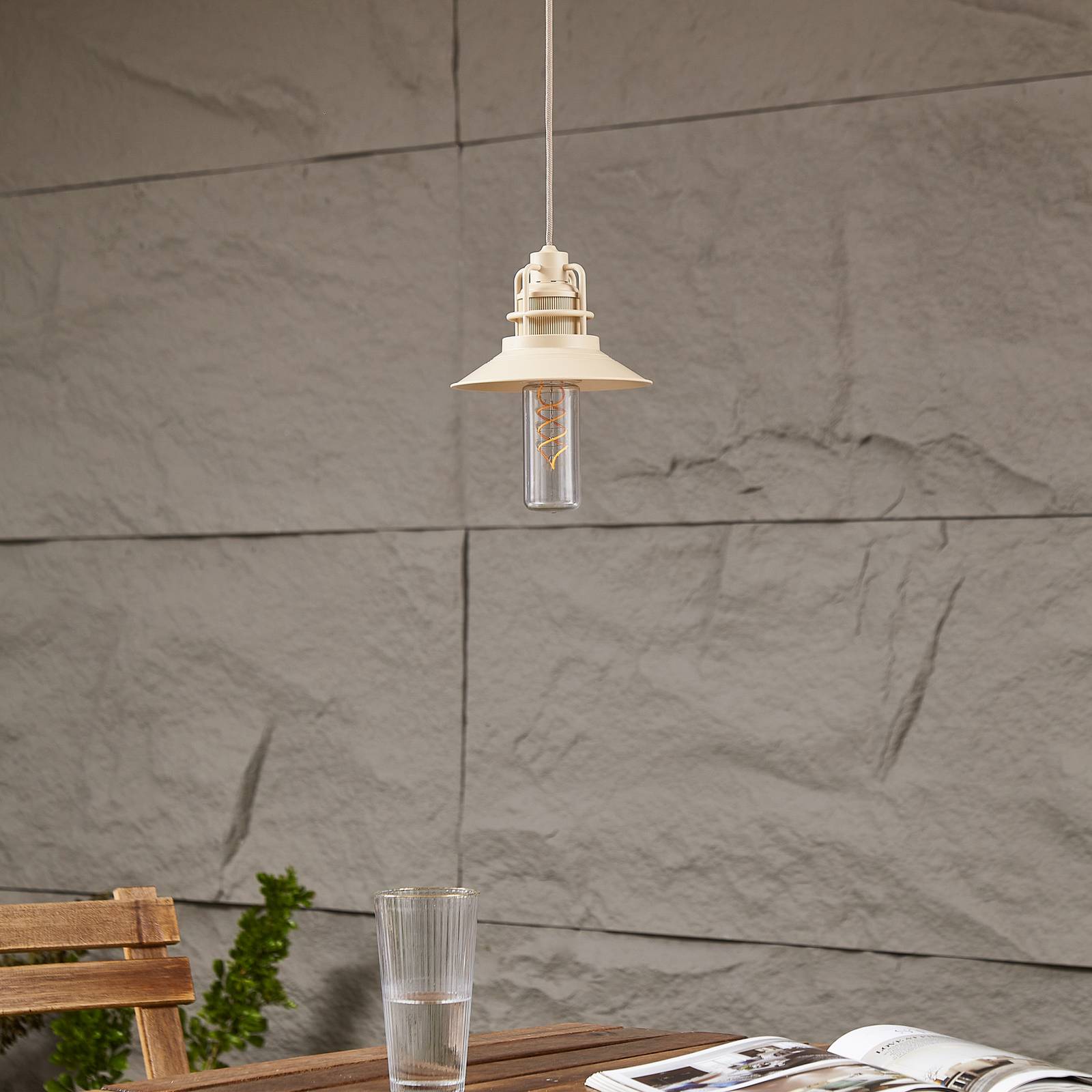 Żyrandol LED Raul, beżowy, aluminium, Ø 15 cm