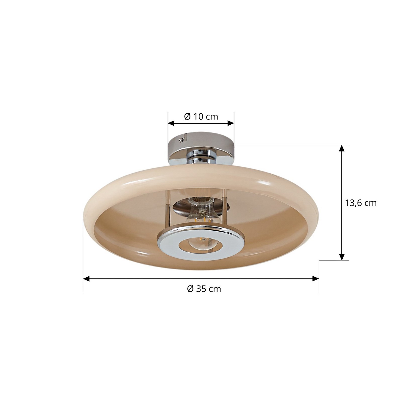 Branford loftlampe, retro, Ø 35 cm, beige, metal - Lindby