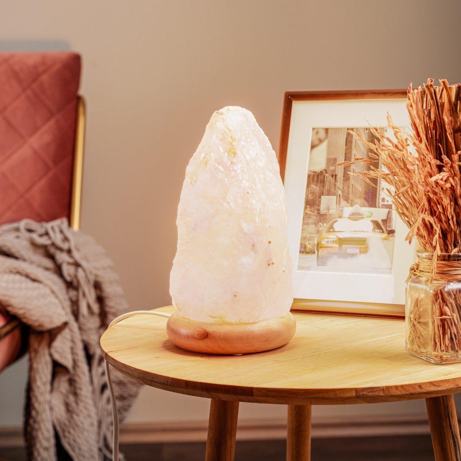 Envostar Harmony salt lamp Natur with wooden base